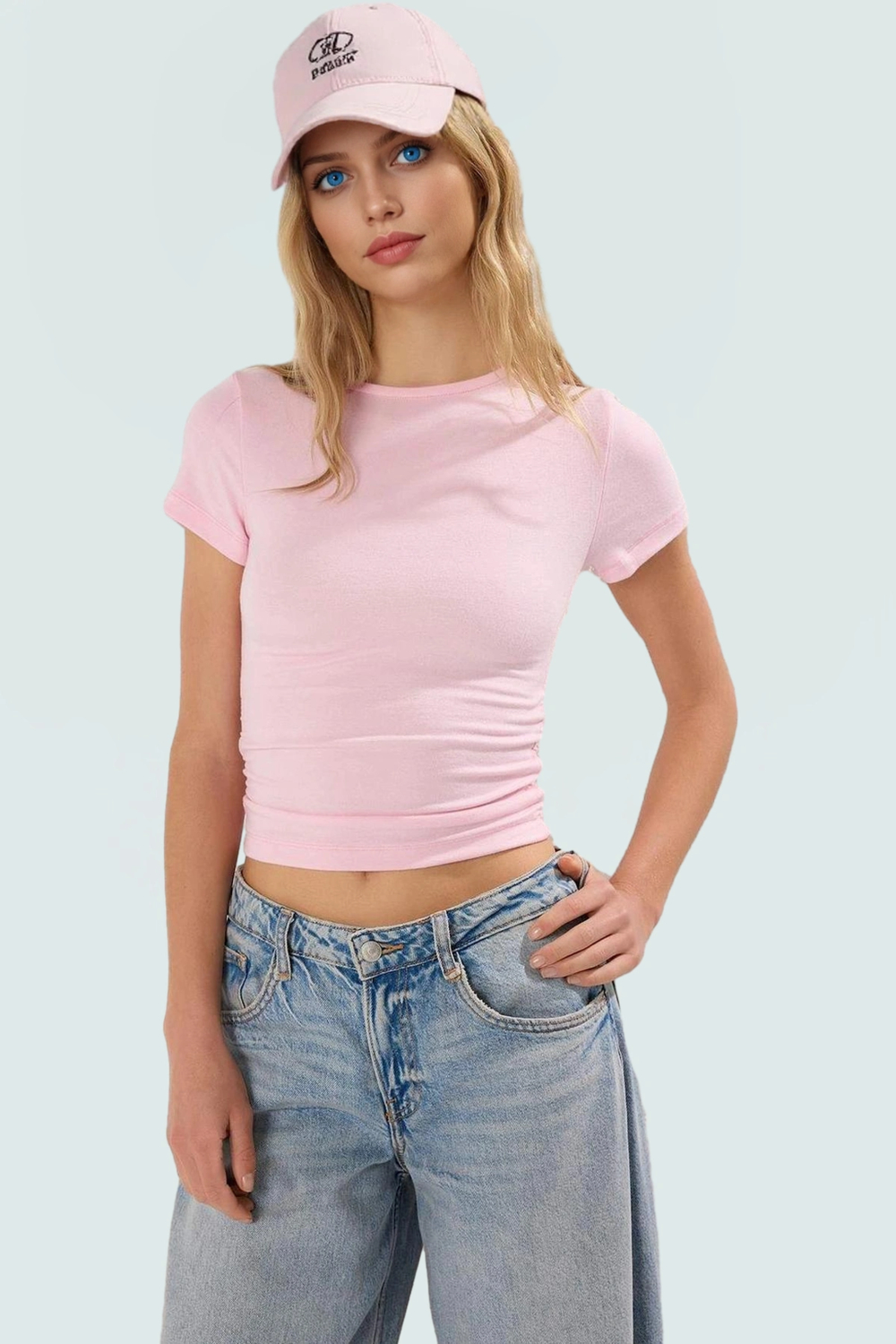 Viskoz Ribana Crop Bluz Büzgü Detaylı Fitted Kalıp Yazlık Uzun Ömürlü Premium Kalite