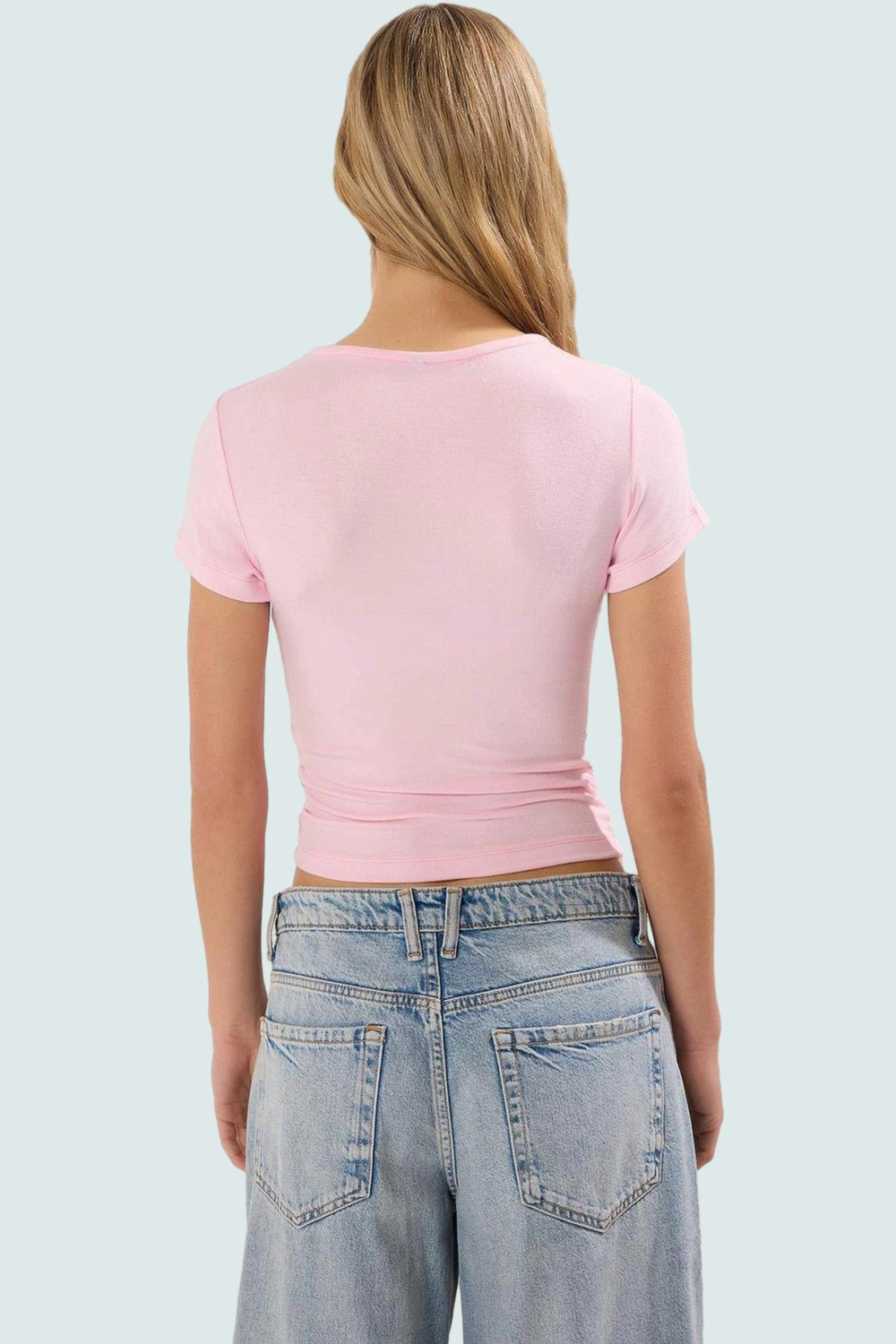 Viskoz Ribana Crop Bluz Büzgü Detaylı Fitted Kalıp Yazlık Uzun Ömürlü Premium Kalite