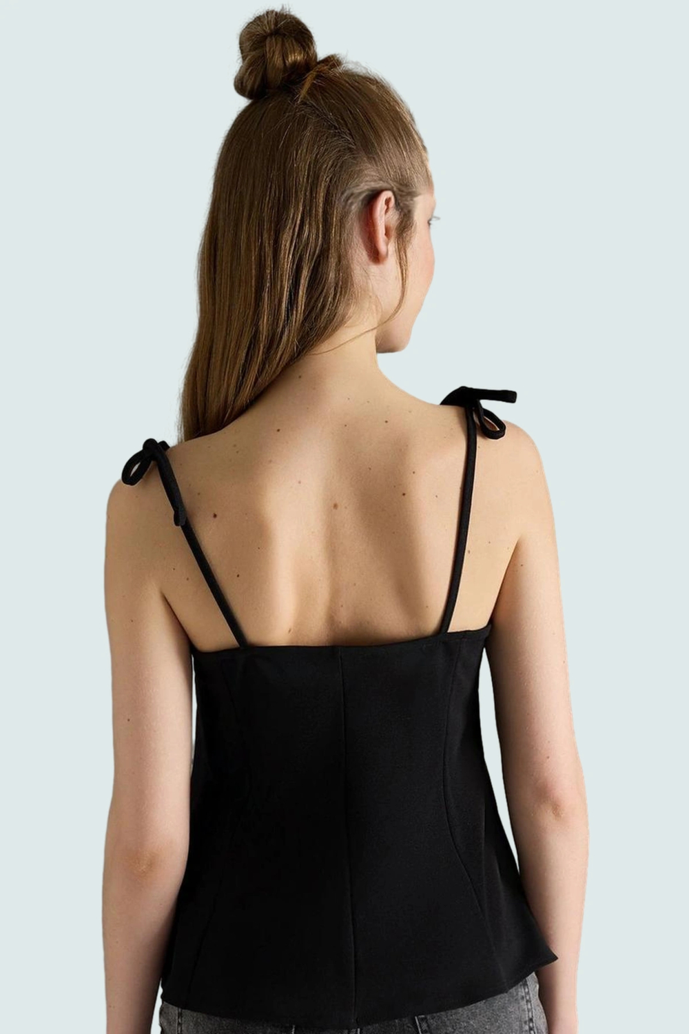 Örme Kumaş Peplum Bluz Askılı Bağcıklı Yazlık Yüksek Kalite Mükemmel Uyum