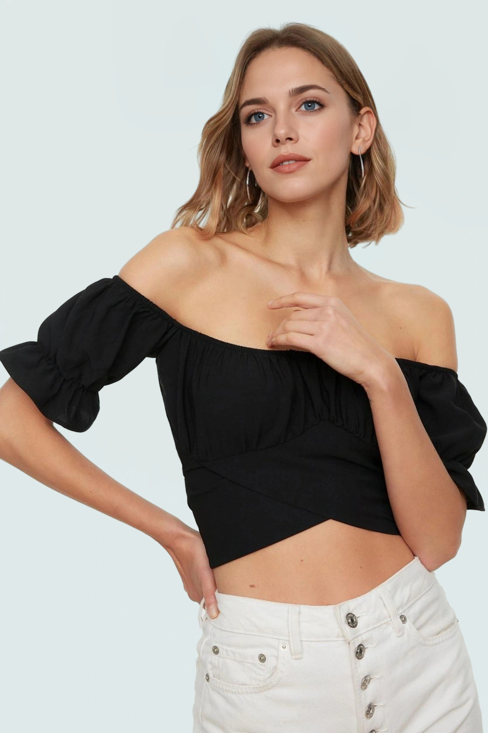 Şık Poplin Bluz Omzu Yazlık Casual Tasarım Kaliteli İşçilik Özel Premium Kalite