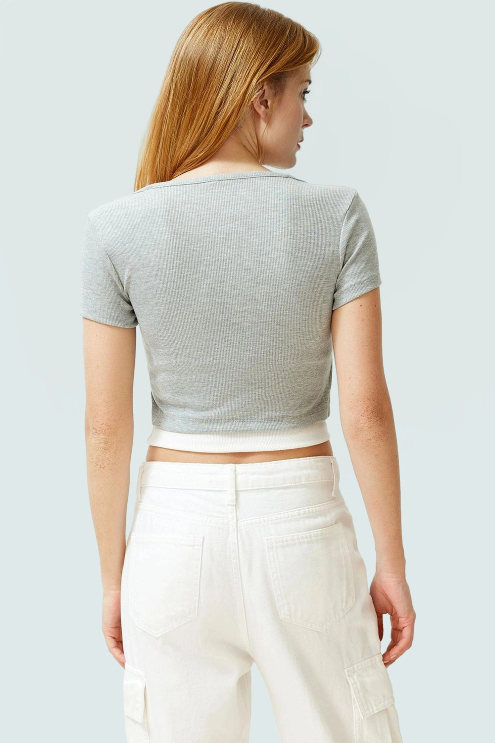 Çıtçıtlı Kısa Bluz Polyester Kaşkorse Örme Günlük Stil Rahat Kullanım Şık Görünüm