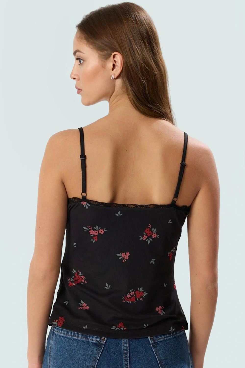 Çok Çiçekli Desenli Tül Bluz Nefes Alan Polyester Kumaş Profesyonel Görünüm