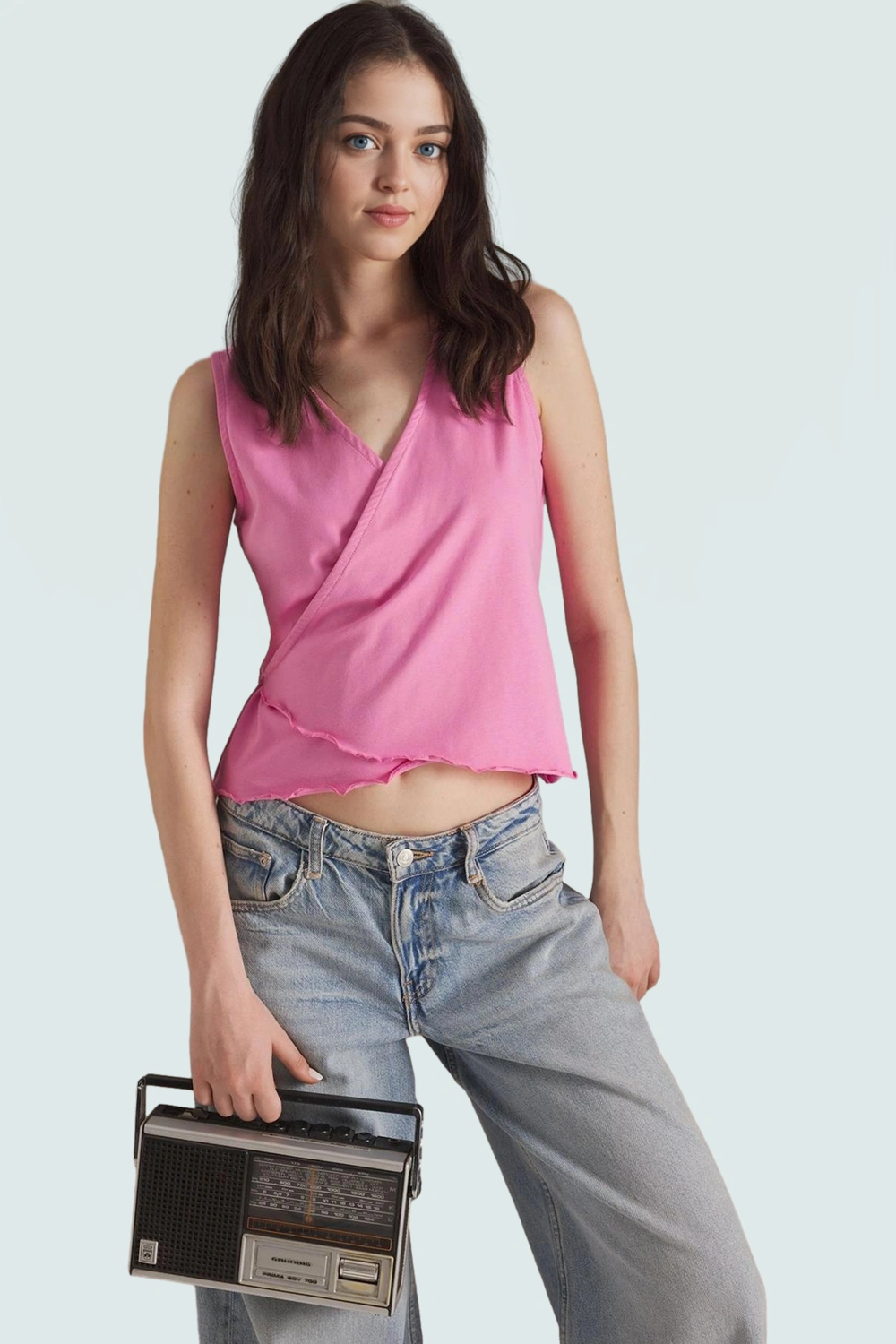 Vücuda Oturan Anvelop Bluz Likralı Penye Crop Casual Rahat Ve Şık Modern Stil Uzun Ömürlü