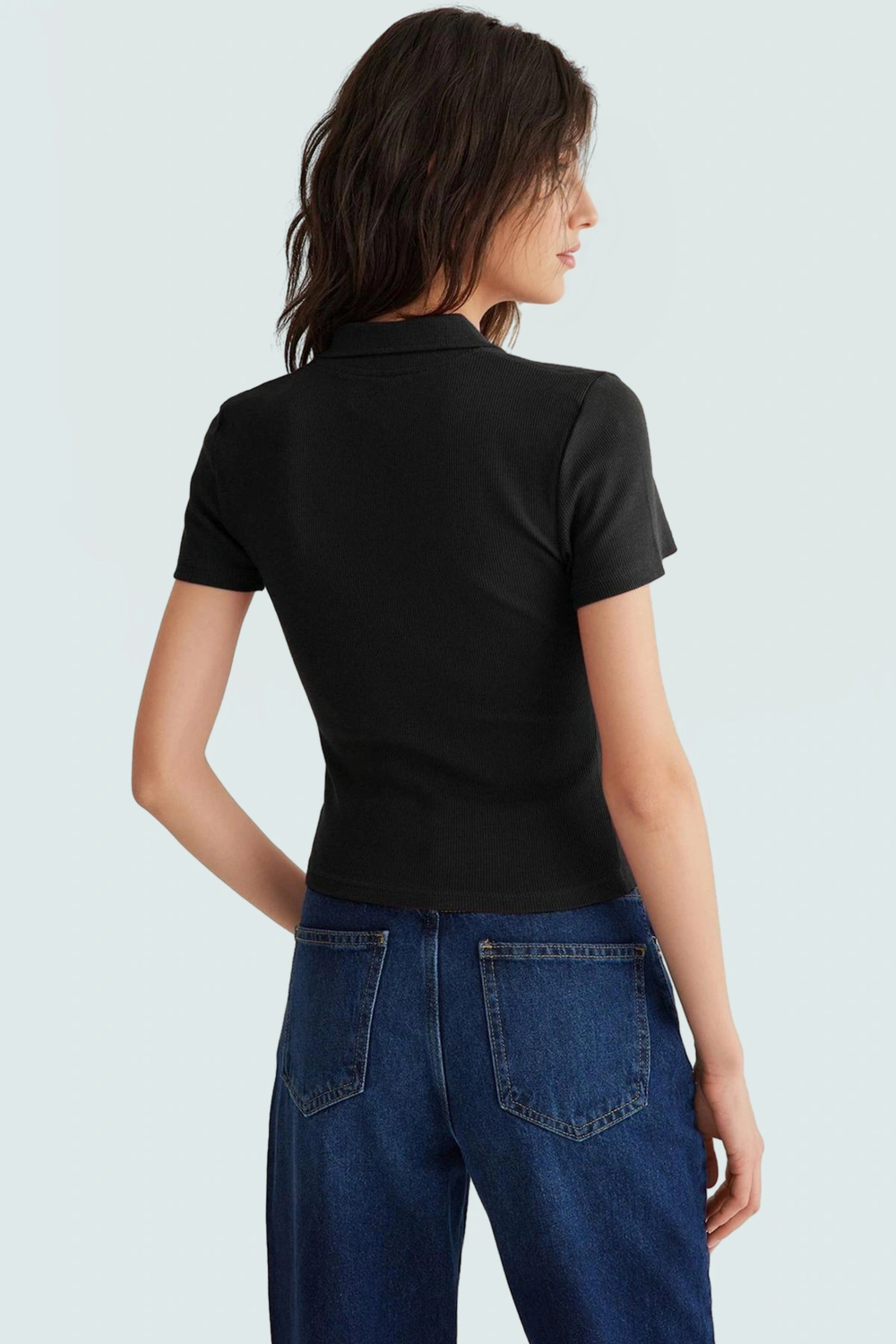 Nefes Alan Pamuklu Kaşkorse Bluz Fitted Polo Yaka Mükemmel Uyum Günlük Kullanım İçin