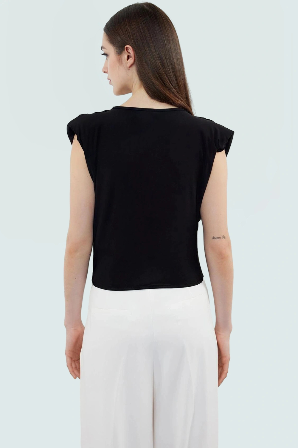 Şık Bluz Polyester Örme Kumaş V Yaka Crop Regular Kalıp Günlük Kullanım İçin Mükemmel Uyum