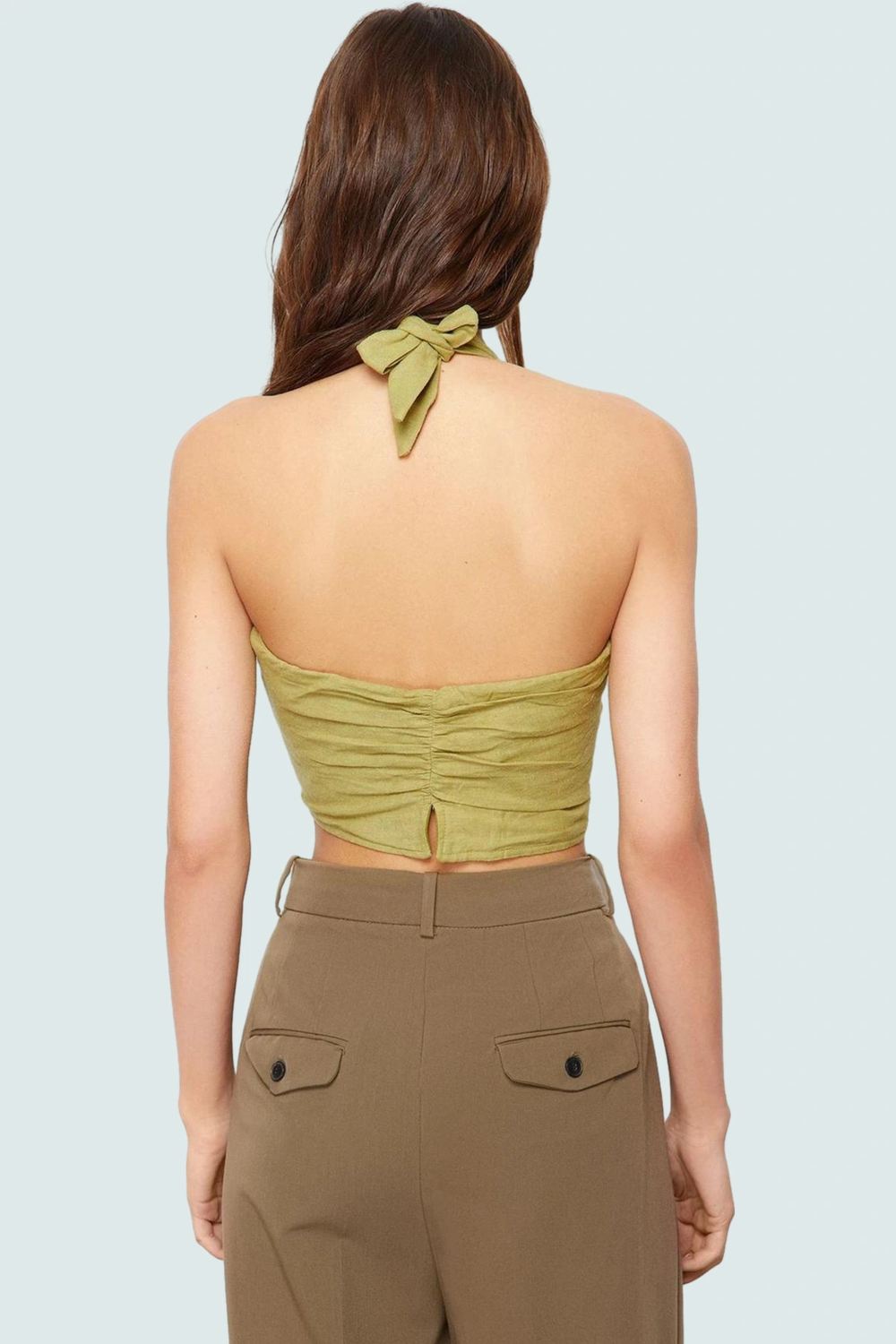 Renk Keten Karışımlı Kolsuz Crop Bluz Yazlık ve Şık Premium Kalite Konforlu Kesim