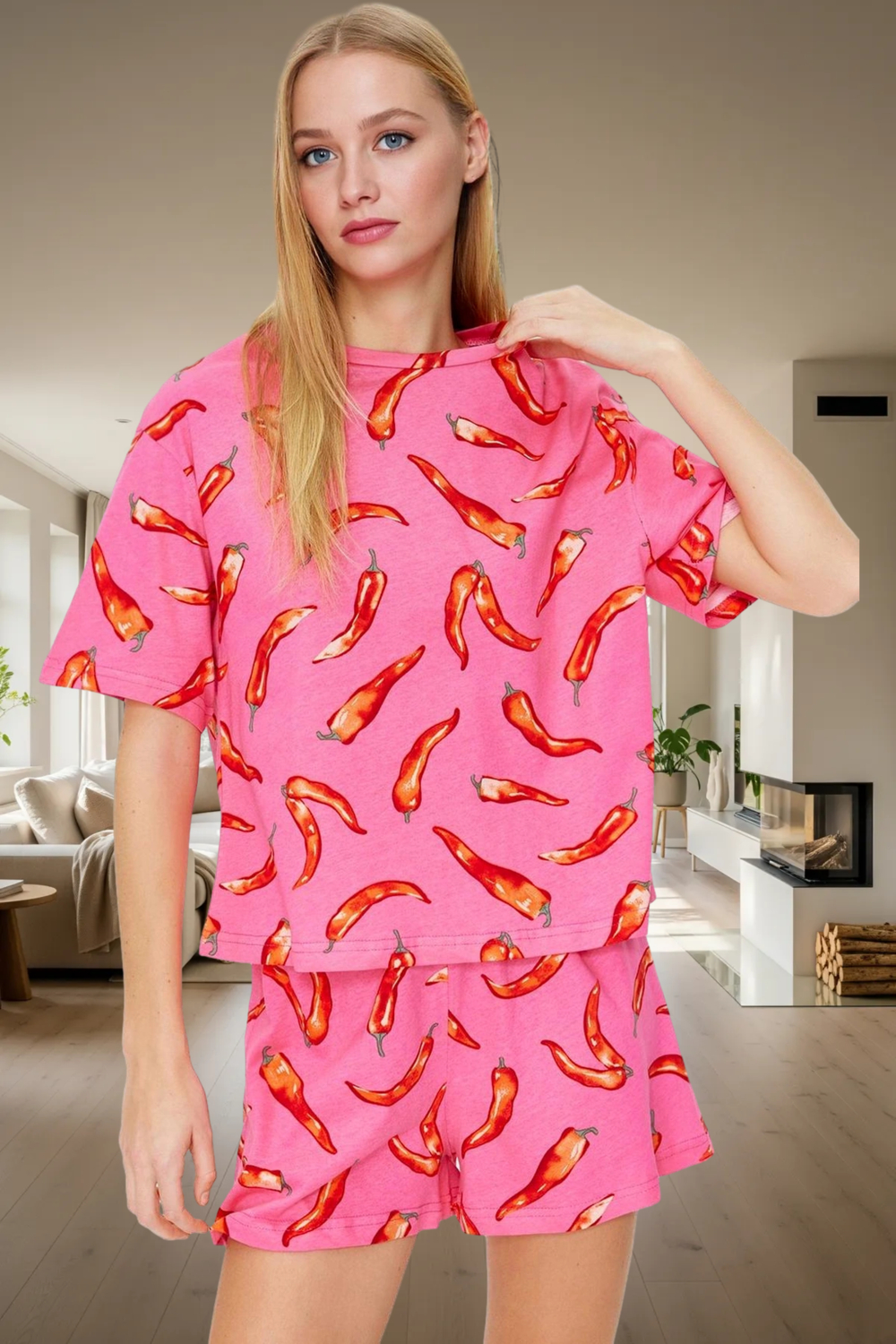 Biber Desenli Pamuklu Pijama Takımı Rahat ve Şık Yazlık Uyku Seti Profesyonel Görünüm