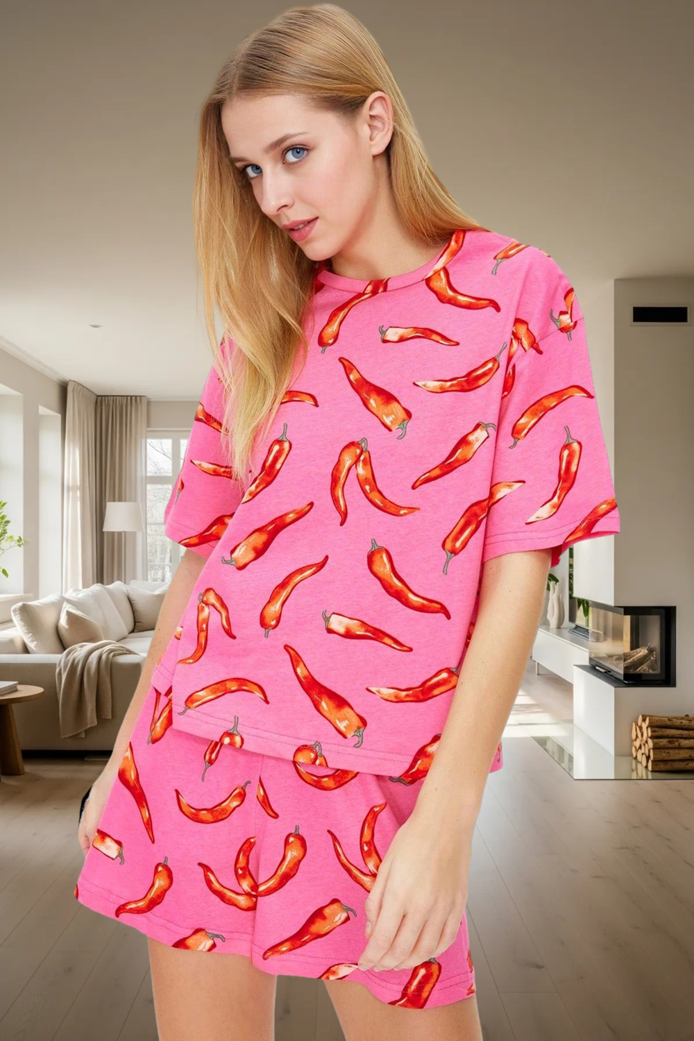 Biber Desenli Pamuklu Pijama Takımı Rahat ve Şık Yazlık Uyku Seti Profesyonel Görünüm