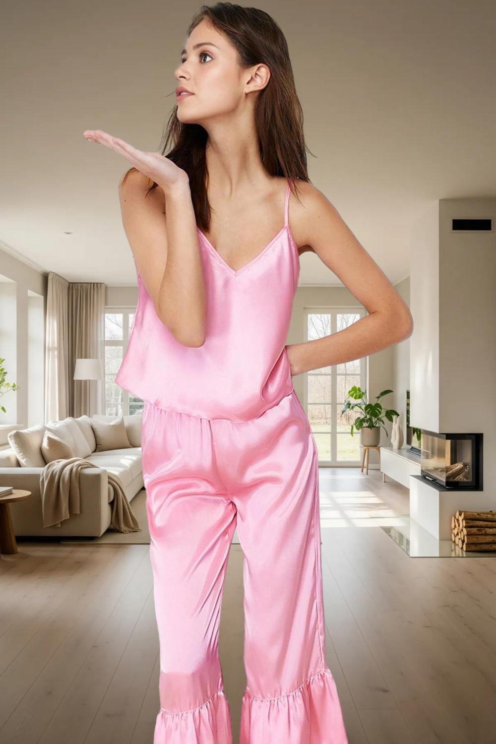 Volanlı Kapri Ve Atlet Pijama Takımı Rahatlık Şıklık Bir Arada Premium Kalite Dayanıklı Malzeme