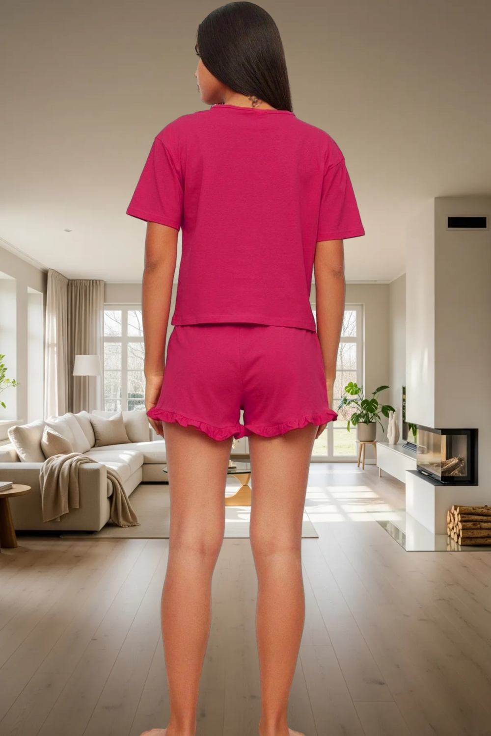 Pamuklu Nakışlı Şortlu Pijama Takımı Yazlık Rahatlık ve Şıklık Mükemmel Uyum Yüksek Kalite