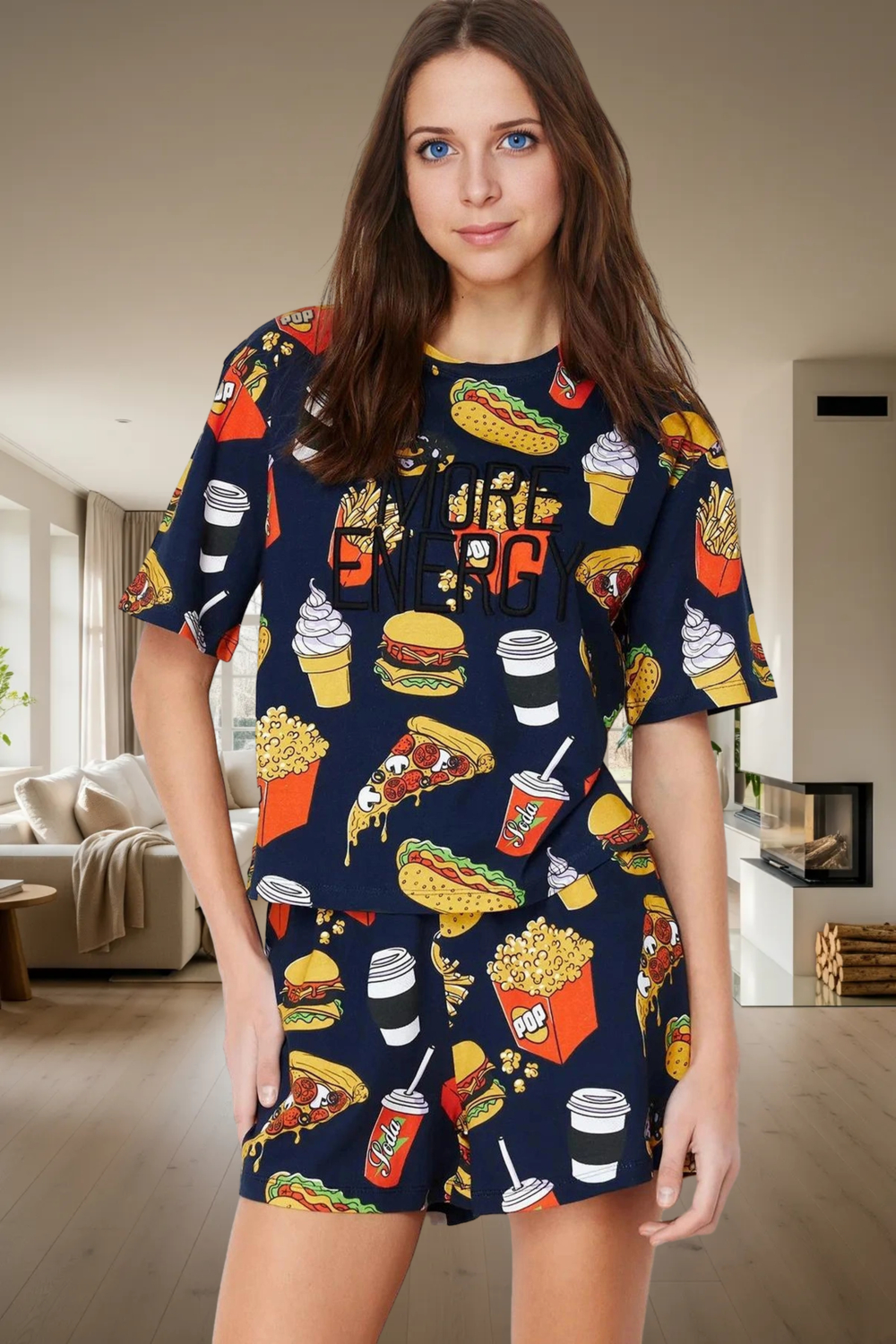 Rahat Yazlık Çok Nakışlı Polyester Örme Pijama Takımı Kullanım Premium Kalite