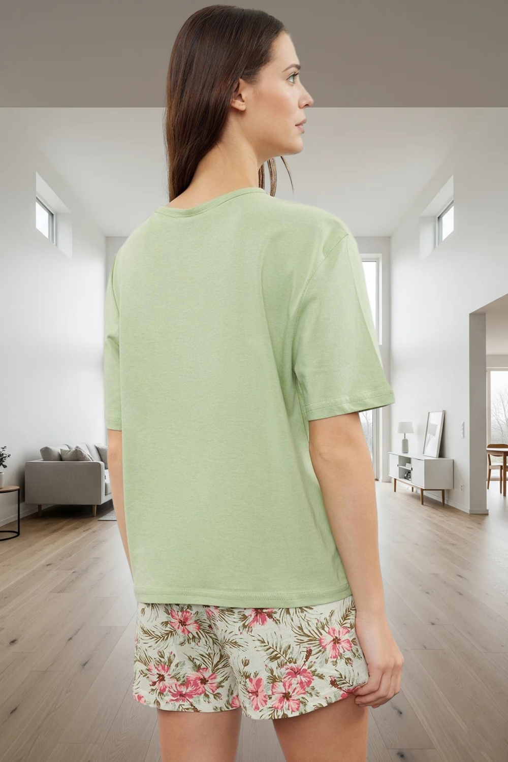 Çiçekli Desenli Pamuklu Pijama Takımı Rahat ve Şık Yaz Uykusu Seçkin Malzeme Kullanım