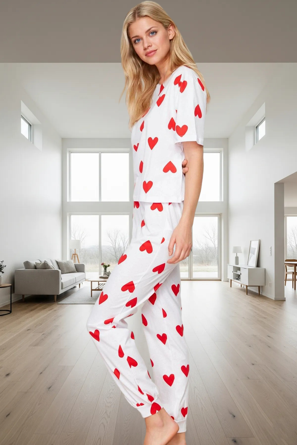 Pamuklu Kalpli Pijama Takımı Rahat ve Şık Ev Giyim Modern Stil Zarifane Tasarım