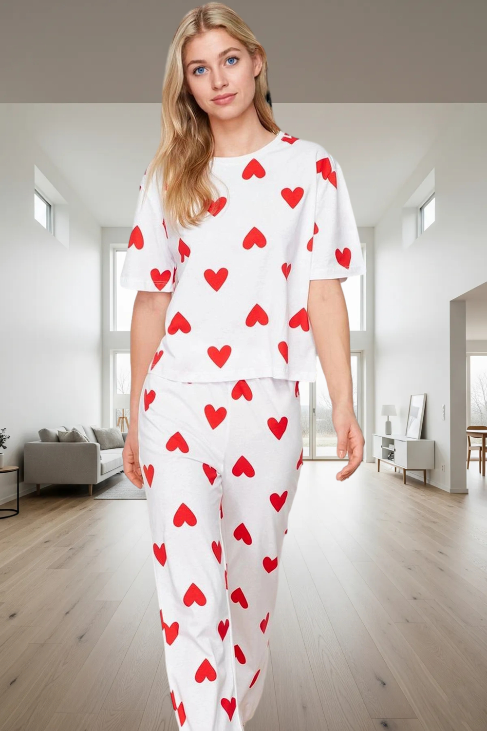 Pamuklu Kalpli Pijama Takımı Rahat ve Şık Ev Giyim Modern Stil Zarifane Tasarım
