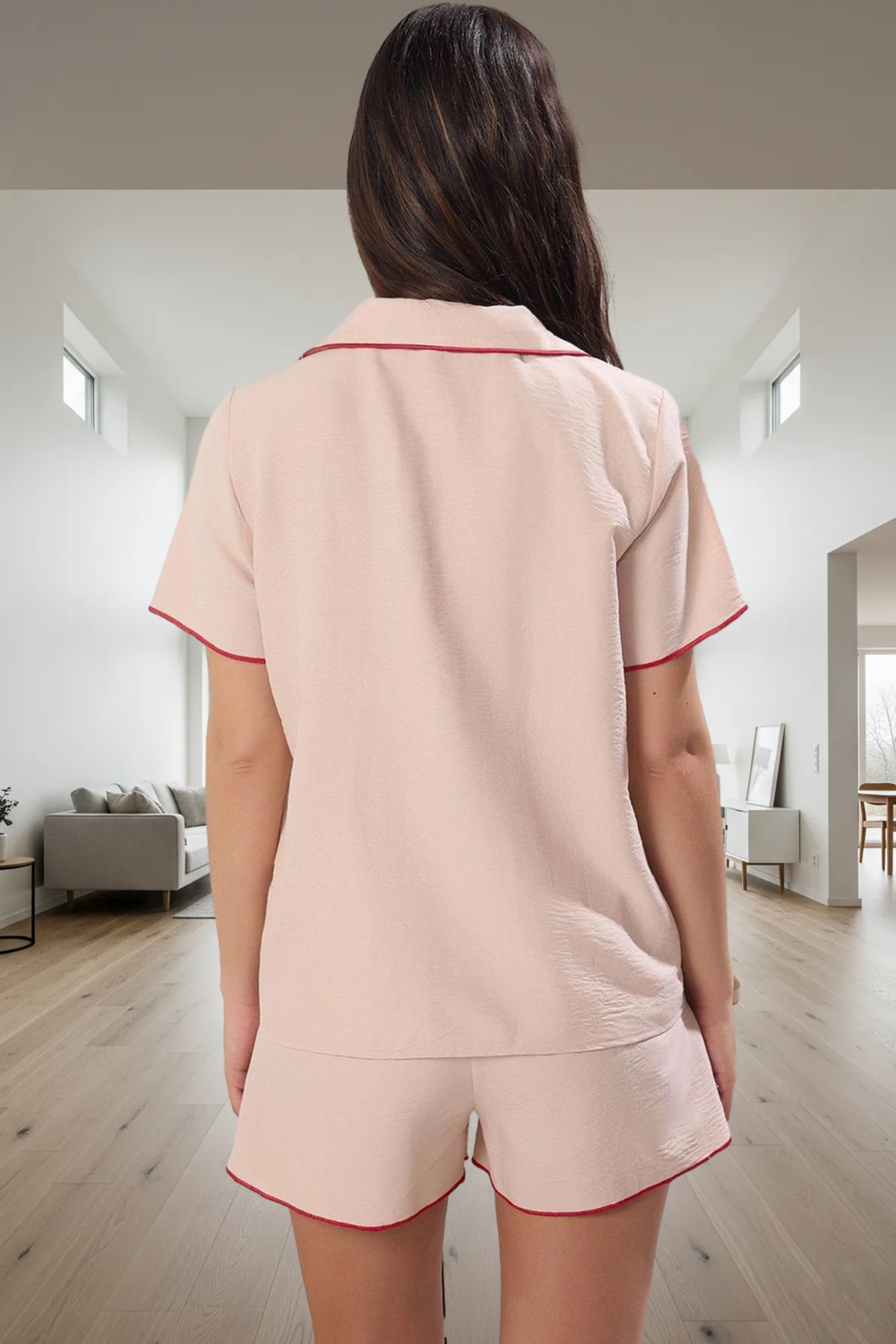 Rahat Saten Pijama Takımı Kiraz Nakış Detayı ile Şık Ev Giyim Seti Özenle Seçilmiş