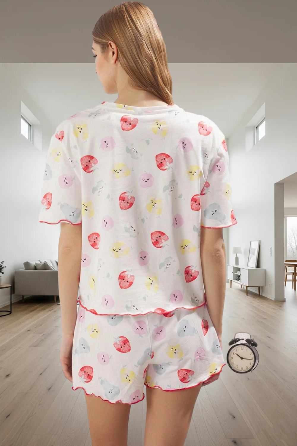 Kadın Sloganlı Puantiyeli Örme Pijama Takımı Fonksiyonel Dayanıklı Kaliteli Konforlu Rahat