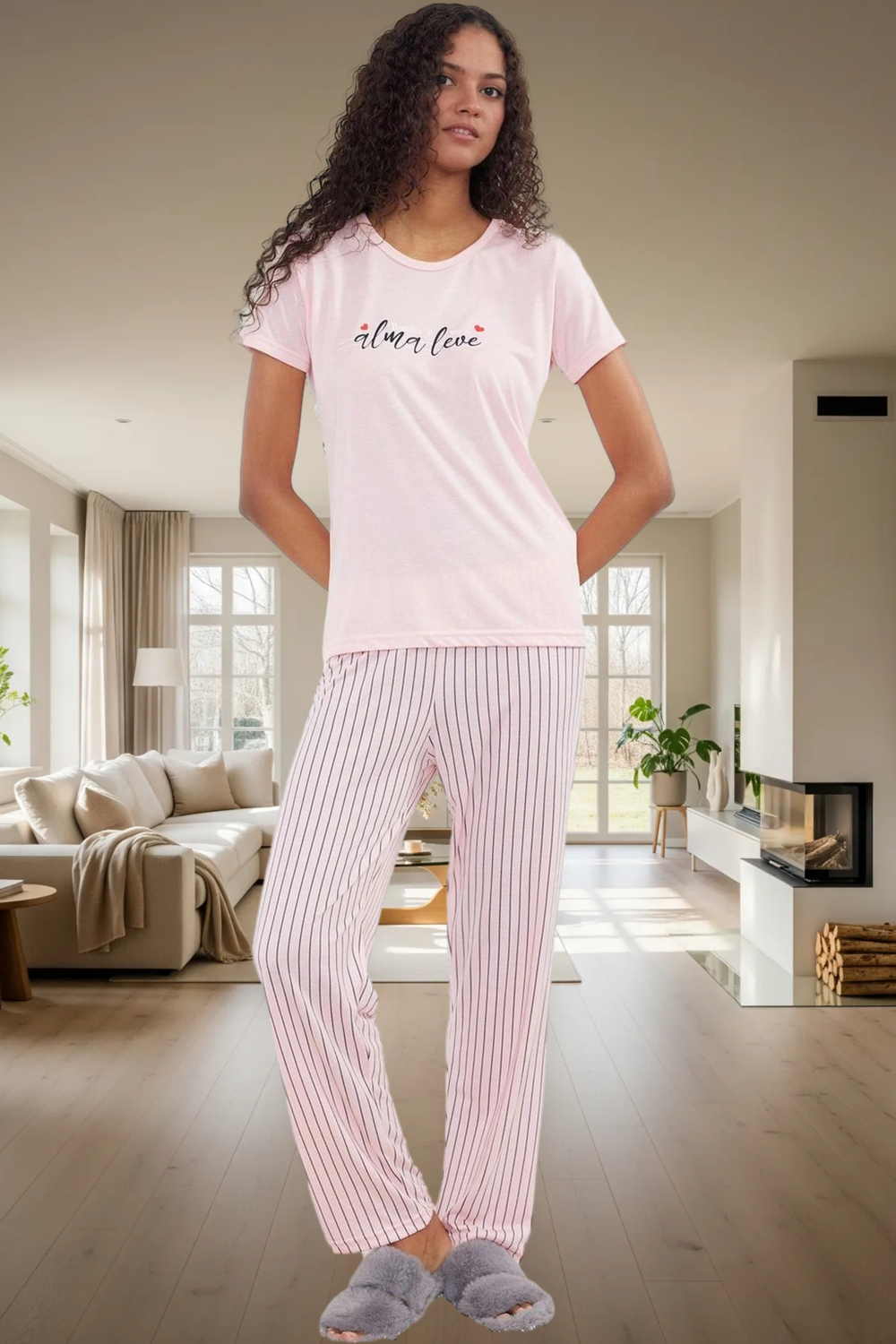 Rahat Kesim 2li Pijama Takımı Örme Kumaş Çizgili Desen Seçkin Malzeme Premium Kalite