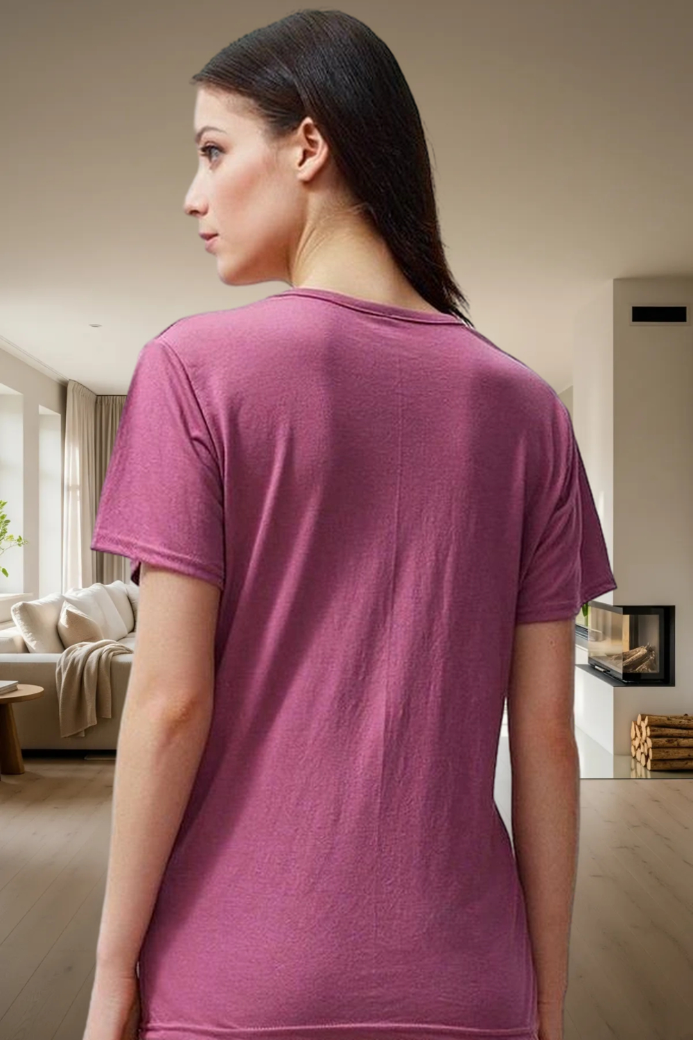 Rahat Kalpli Desenli Pijama Takımı Polyester Viskoz Örme Kumaş İlkbahar Sonbahar Trend Tasarım