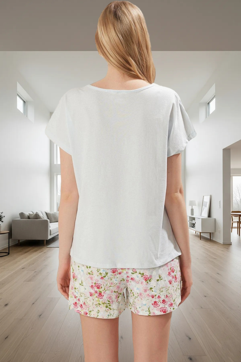 Çiçekli %100 Pamuk Pijama Takımı Rahat ve Şık Ev Giyim Seti Trend Tasarım Özel