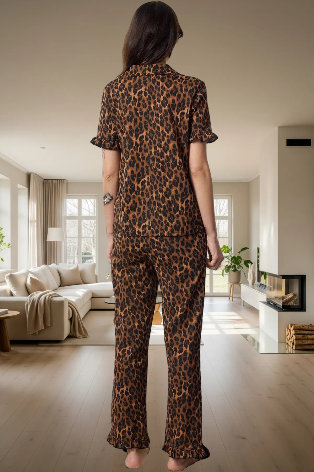 Kadın Boru Paça Pijama Altı ve Gömlek Takımı Fonksiyonel Dayanıklı Kaliteli Konforlu Rahat