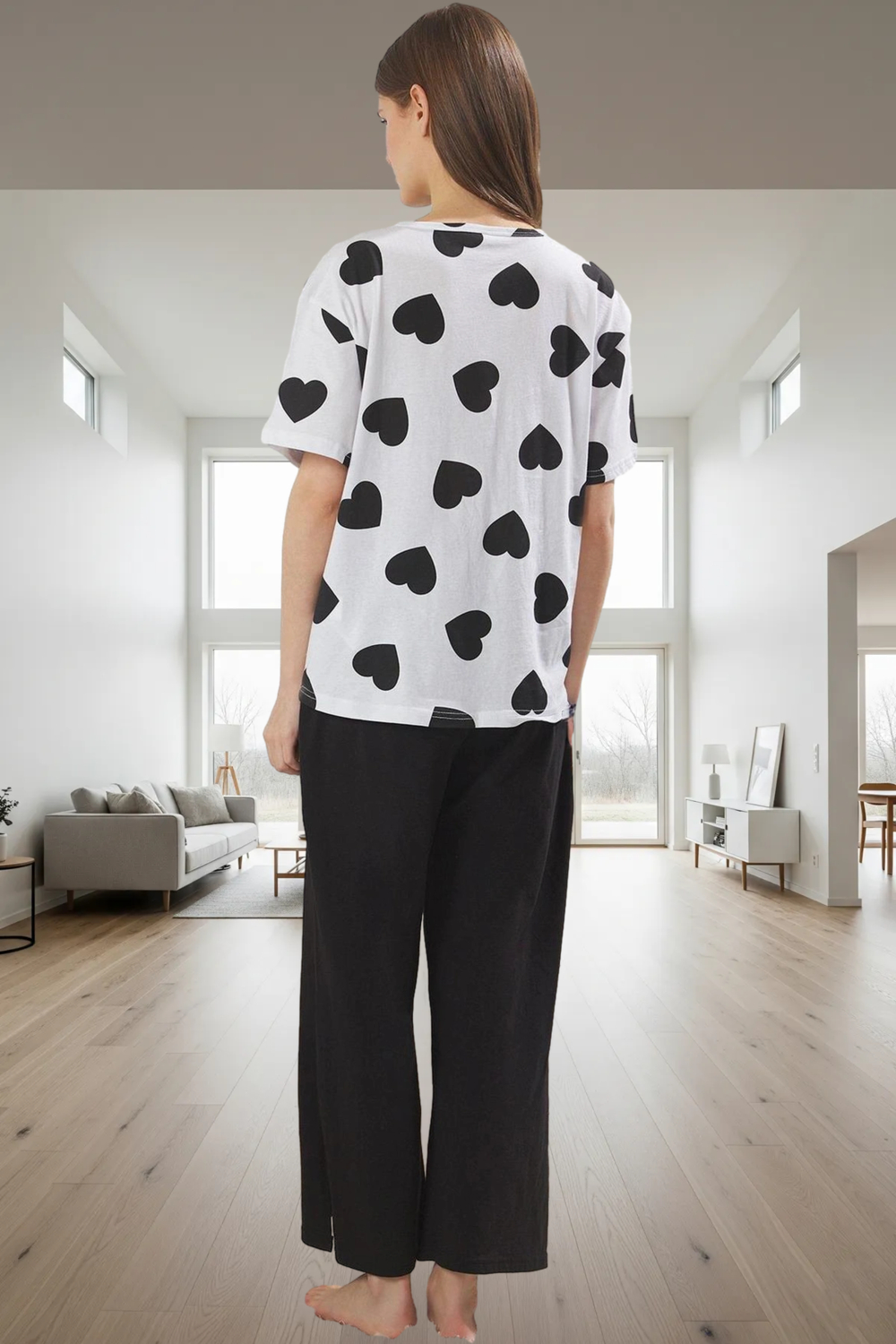 Pamuklu Kalpli Pijama Takımı Rahat Şık ve Yumuşak Homewear Seti V Yaka Kısa Kollu Premium Kalite