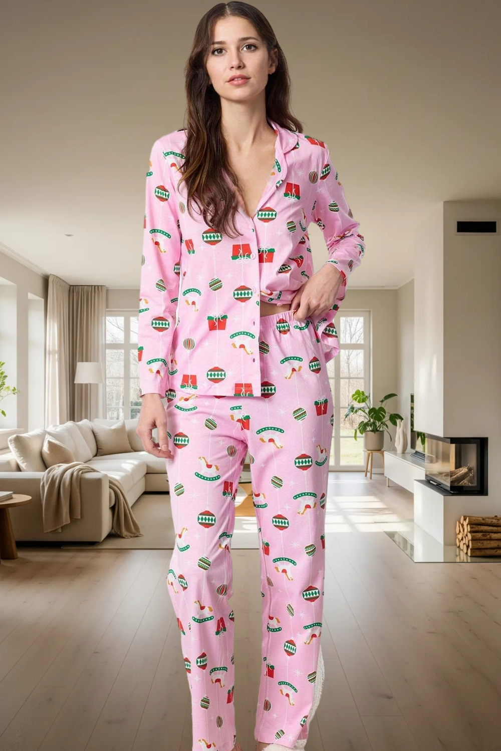 Yılbaşı Temalı Pamuklu Pijama Takımı Rahatlık ve Şıklık Bir Arada Premium Kalite Şık Görünüm