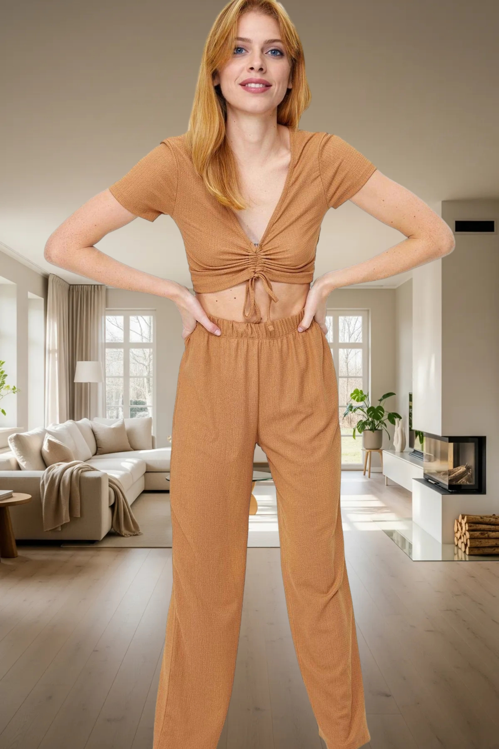 Rahat Kesim Örme Pijama Takımı İdeal Ev Giyim Seti Kullanım Zarifane Tasarım Ve Şık