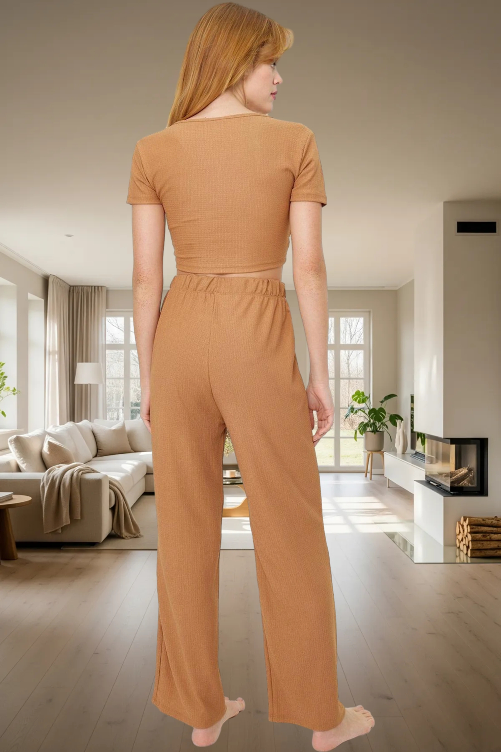 Rahat Kesim Örme Pijama Takımı İdeal Ev Giyim Seti Kullanım Zarifane Tasarım Ve Şık