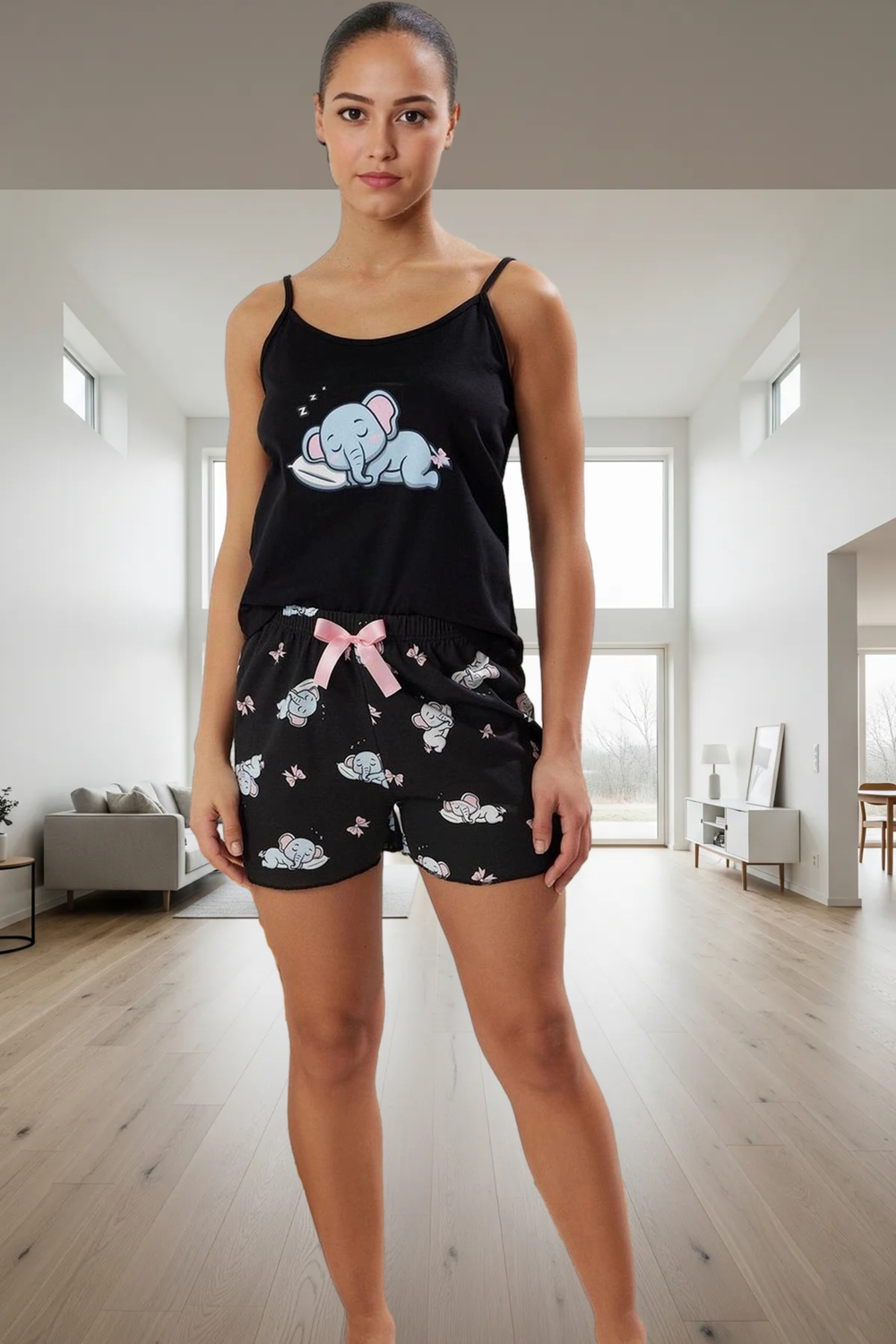 Fil Desenli Pamuklu Pijama Takımı Rahatlık ve Şıklık Bir Arada Uzun Ömürlü Kaliteli İşçilik