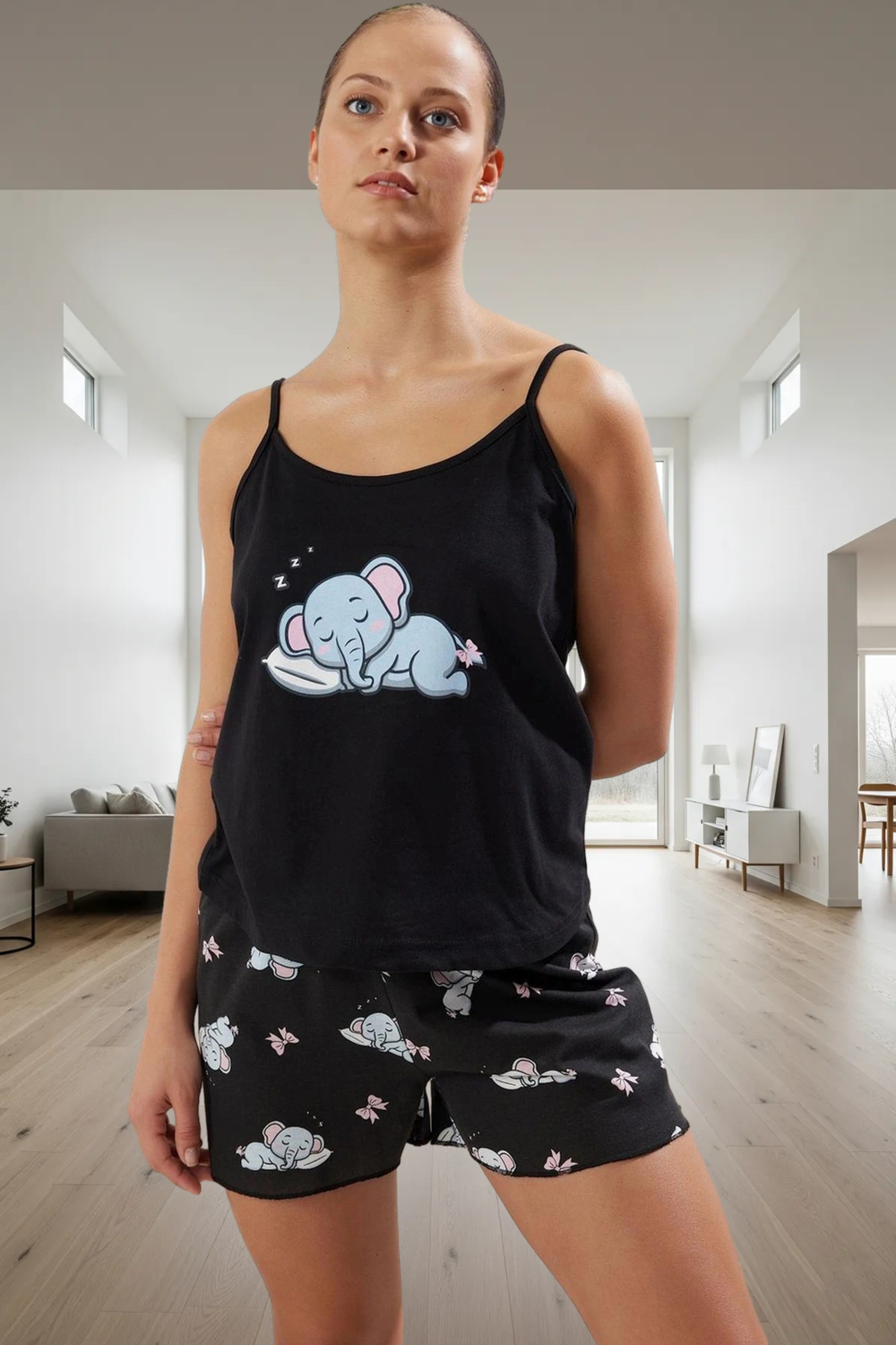 Fil Desenli Pamuklu Pijama Takımı Rahatlık ve Şıklık Bir Arada Uzun Ömürlü Kaliteli İşçilik