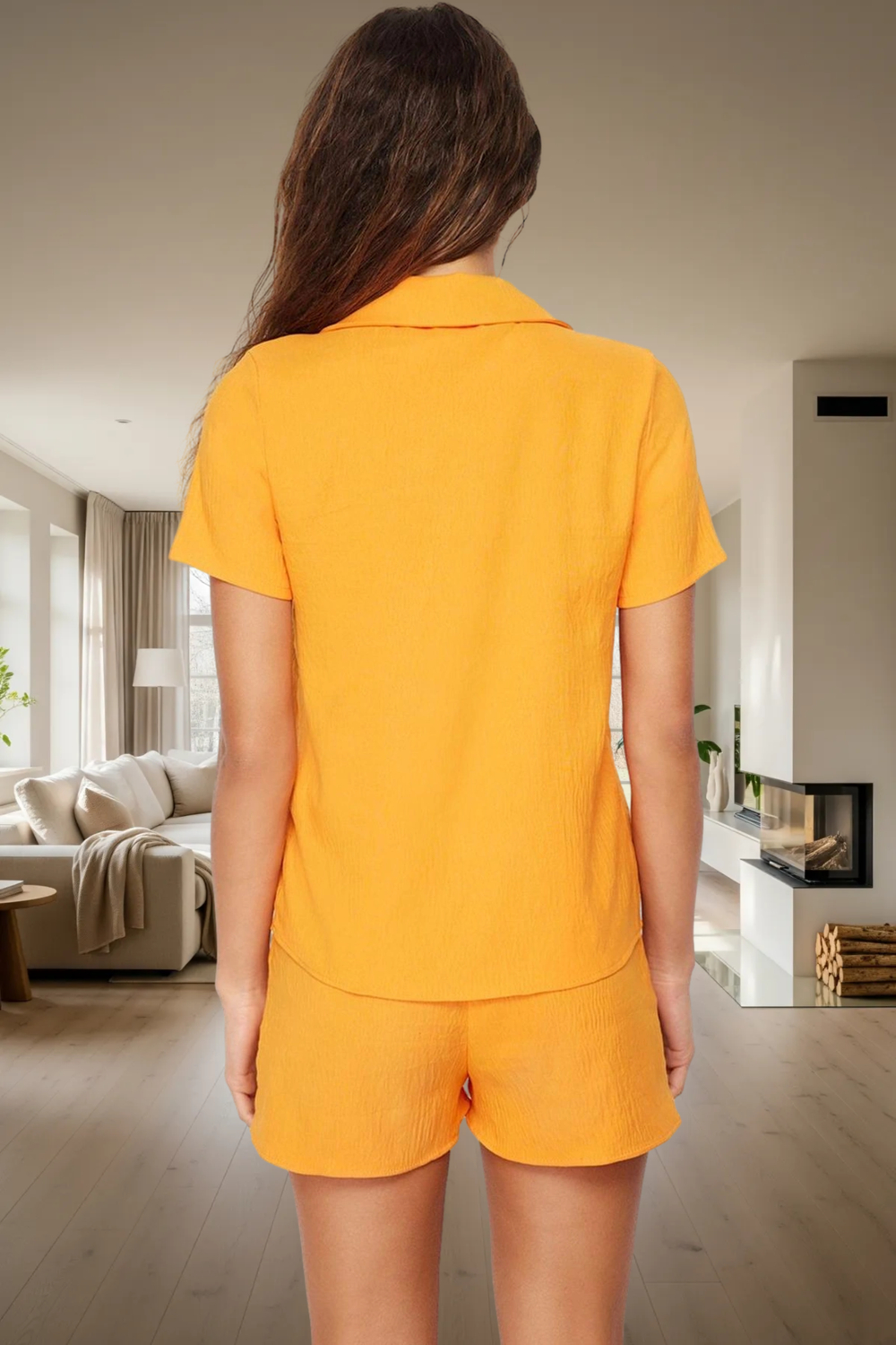 Yazlık Arı Nakışlı Pijama Takımı Rahat Şık Polyester Kumaş Modern Stil Özel Tasarım