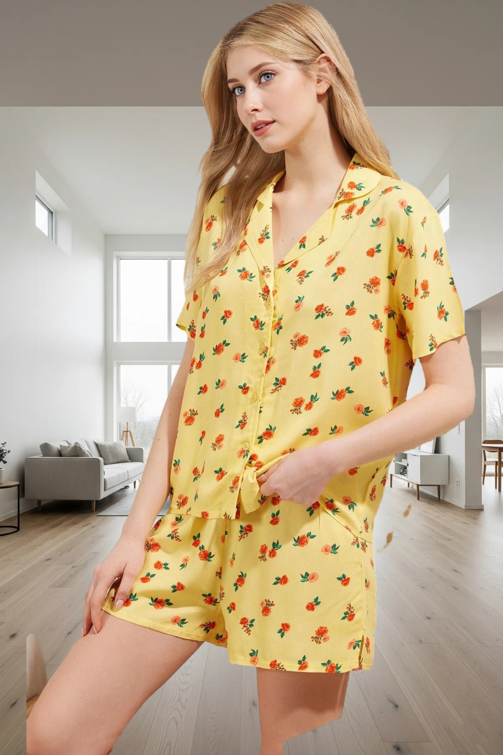 Rahat Şık ve Nefes Alan Çiçekli Viskoz Pijama Takımı Homewear Koleksiyonu Özel Tasarım