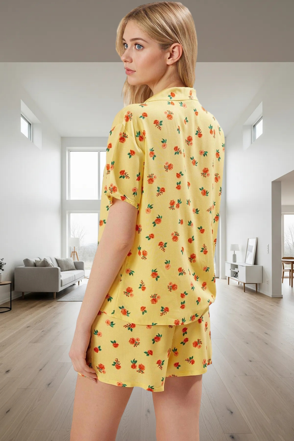 Rahat Şık ve Nefes Alan Çiçekli Viskoz Pijama Takımı Homewear Koleksiyonu Özel Tasarım