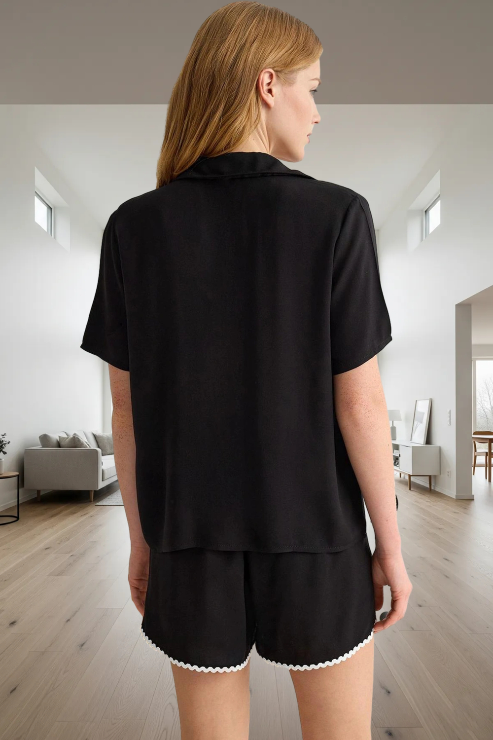 Rahat Viskon Pijama Takımı Şerit Detaylar Yazlık Homewear Ve Şık Özenle Seçilmiş