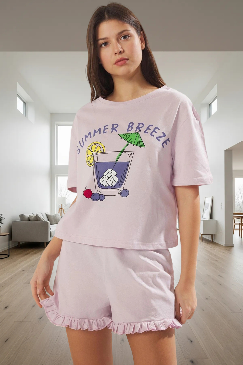 Yazlık %100 Pamuk Pijama Takımı Rahat ve Şık Tasarım Kullanım Günlük İçin