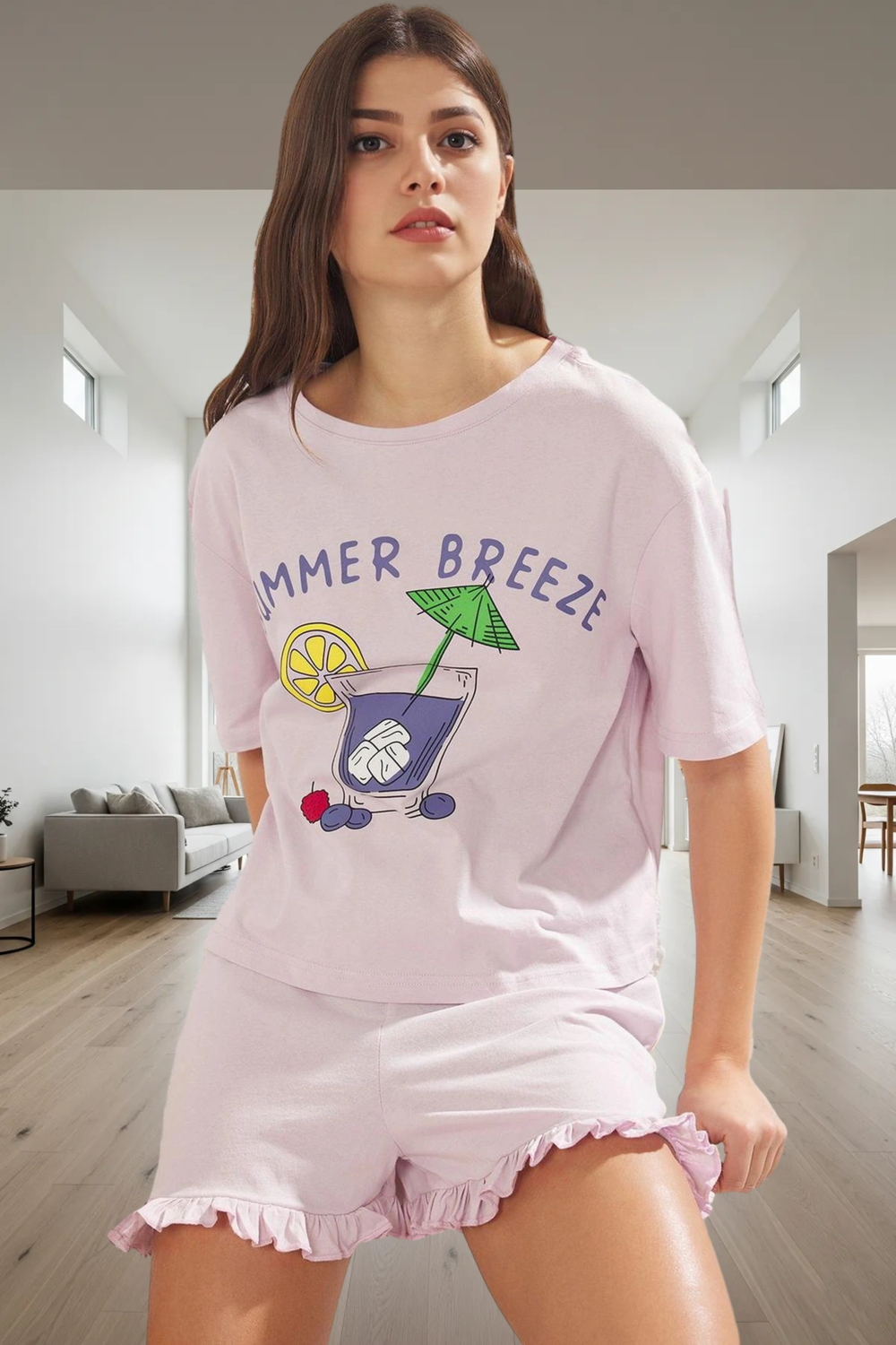 Yazlık %100 Pamuk Pijama Takımı Rahat ve Şık Tasarım Kullanım Günlük İçin