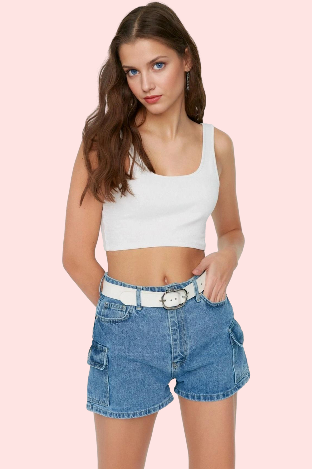 Kadın Denim Yüksek Bel Mini Şort Pamuk City Short Kalıp Günlük Kombinler Dayanıklı Malzeme