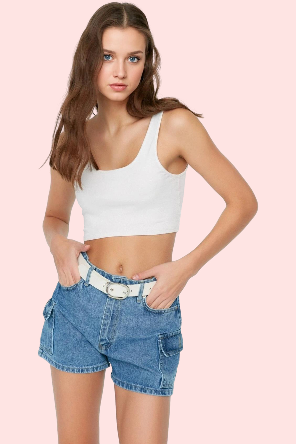 Kadın Denim Yüksek Bel Mini Şort Pamuk City Short Kalıp Günlük Kombinler Dayanıklı Malzeme