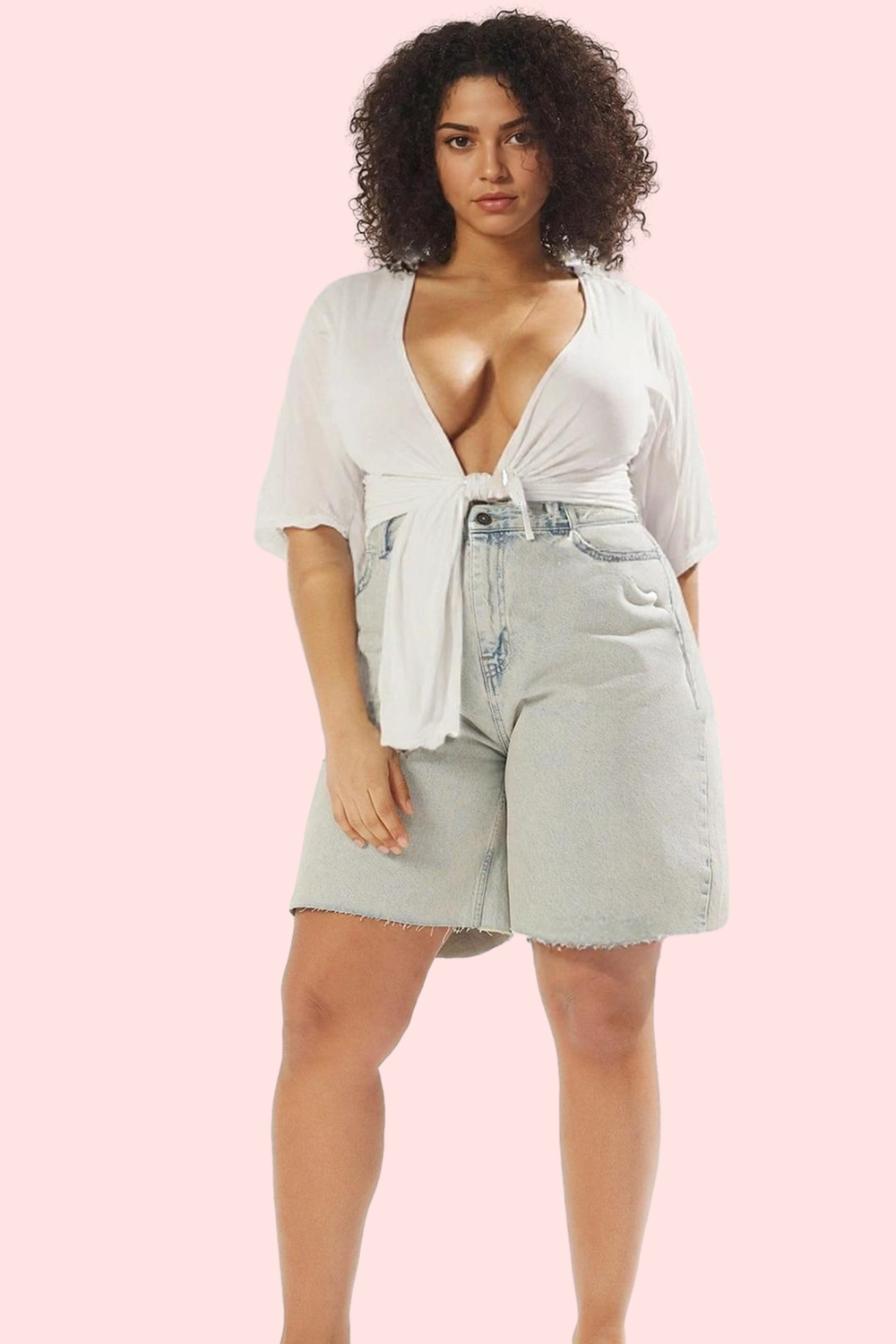 Kadın Yüksek Bel Denim Şort Geniş Paça Pamuk Günlük Ve Rahat Kullanım Yaz Aylarının Vazgeçilmezi