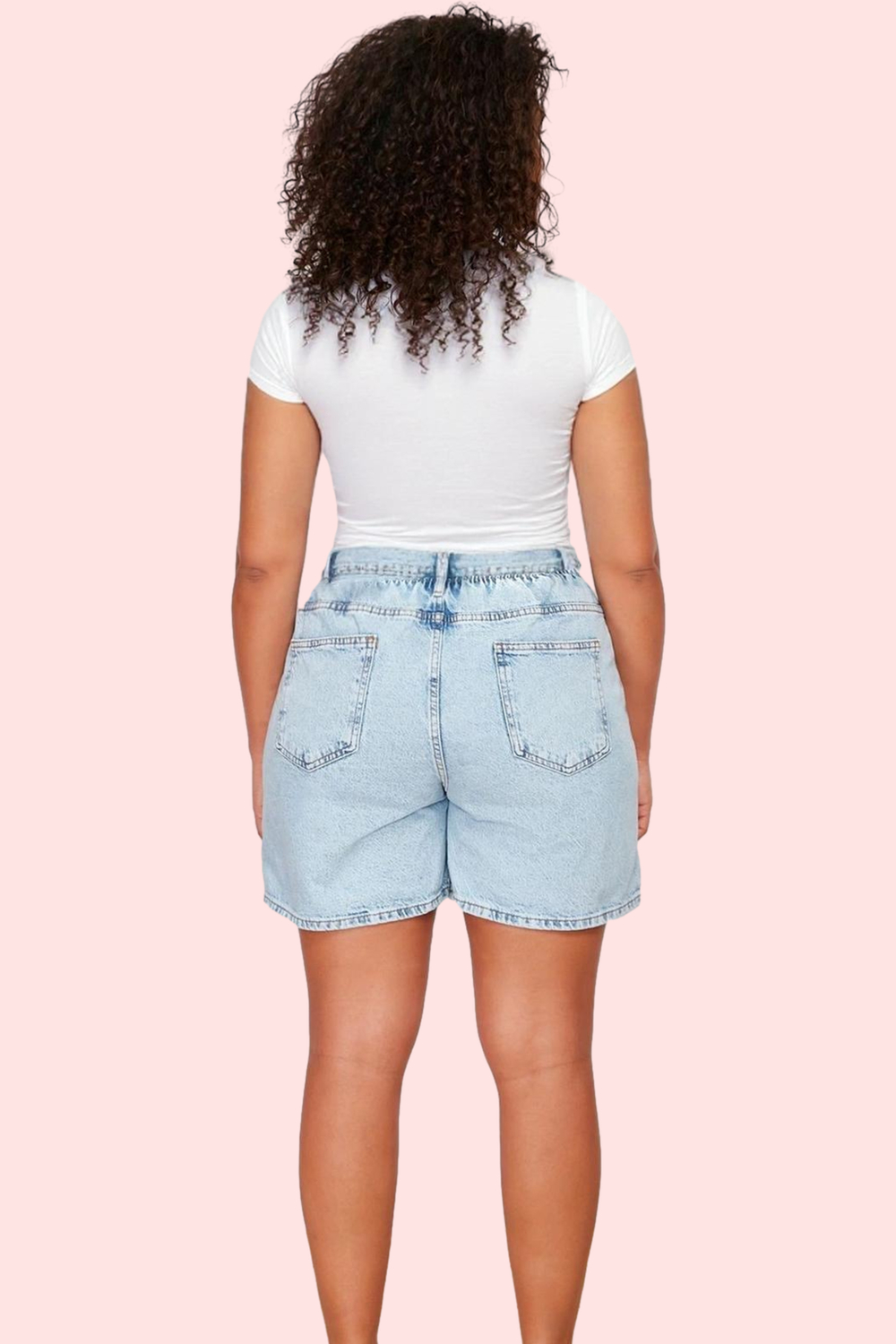 Kadın Pamuklu Denim Şort Beli Lastikli Geniş Paça Yazlık Günlük Kullanım Dayanıklı Malzeme