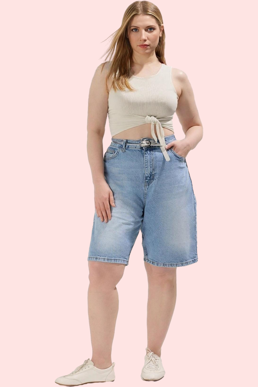 Kadın Büyük Beden Kısa Denim Şort Pamuk Casual Stil Rahat Günlük Kullanım Kaliteli Malzeme