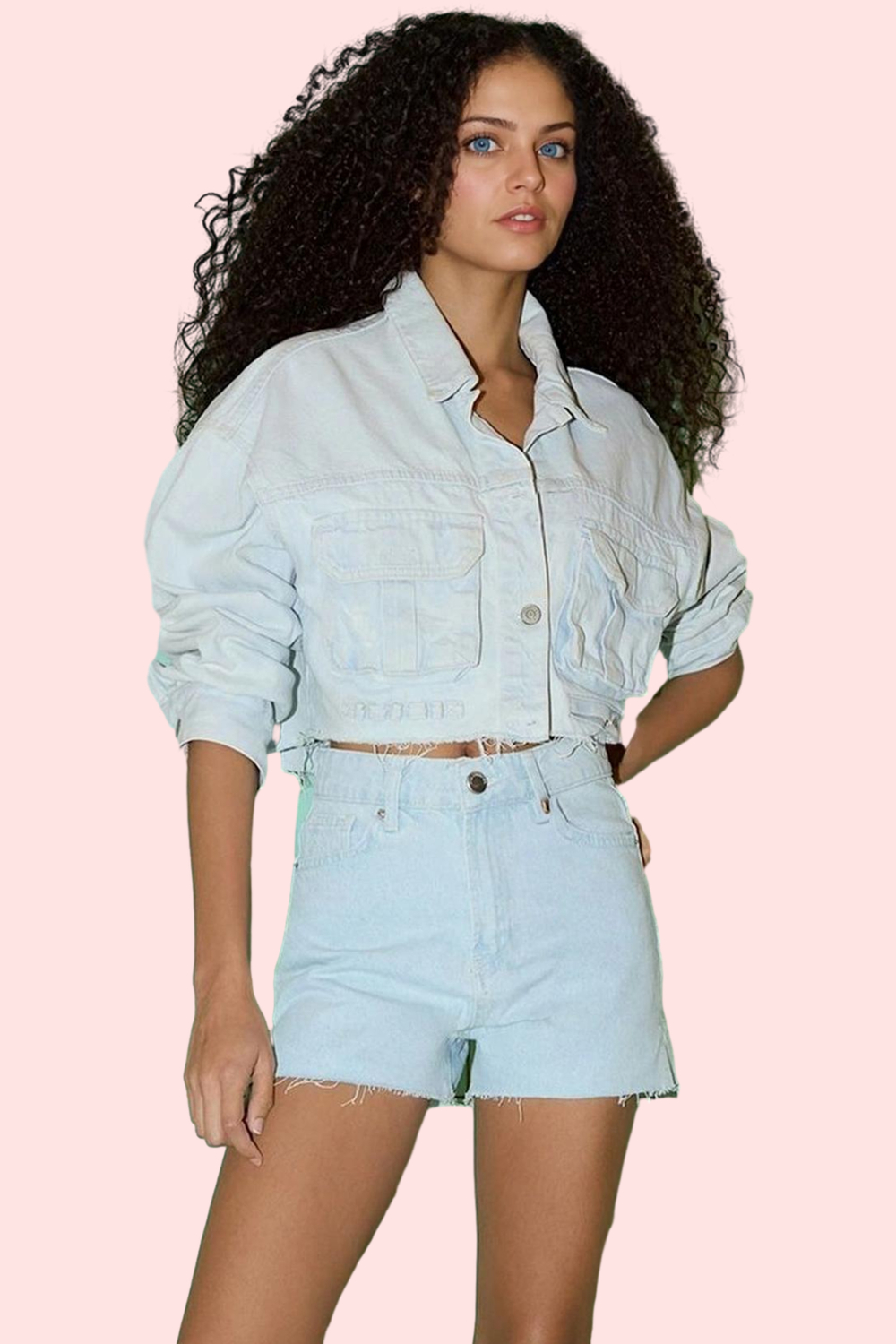 Kadın Yüksek Belli Pamuklu Geniş Paça Denim Şort Yaz Günlük Casual Hafta Sonu Modern Tasarım