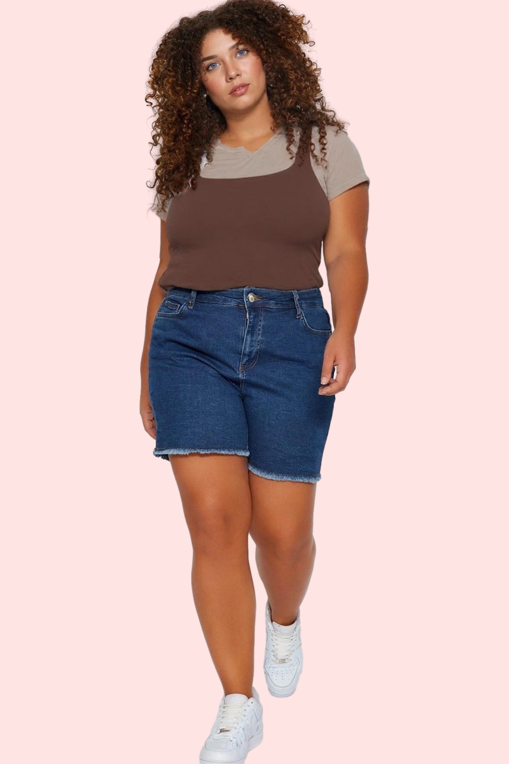 Büyük Beden Moda Denim Yüksek Bel Dar Paça Gündelik Siyah Yüksek Bel Skinny Şort Bermuda