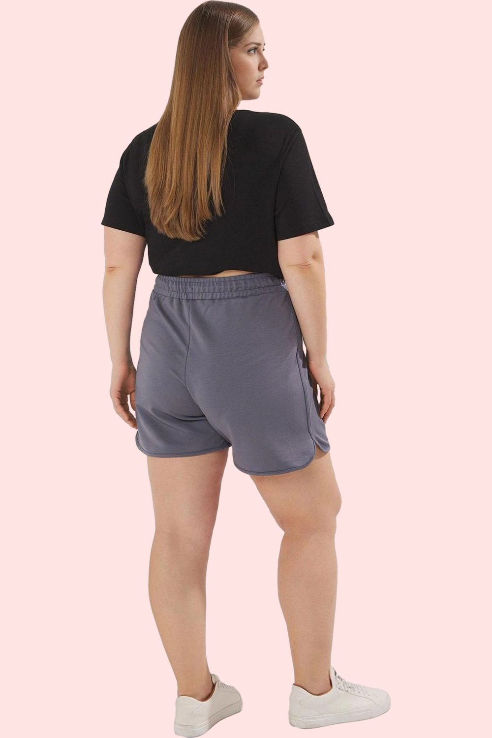Kadın Pamuklu Örme Şort Büyük Beden Yüksek Bel Casual Stil Günlük Kullanım Kaliteli Malzeme