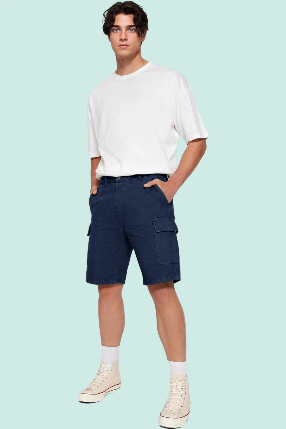 Erkek Pamuklu Denim Şort Rahat Geniş Paça Kısa Boy Günlük Kullanım İçin Ideal Modern Tasarım