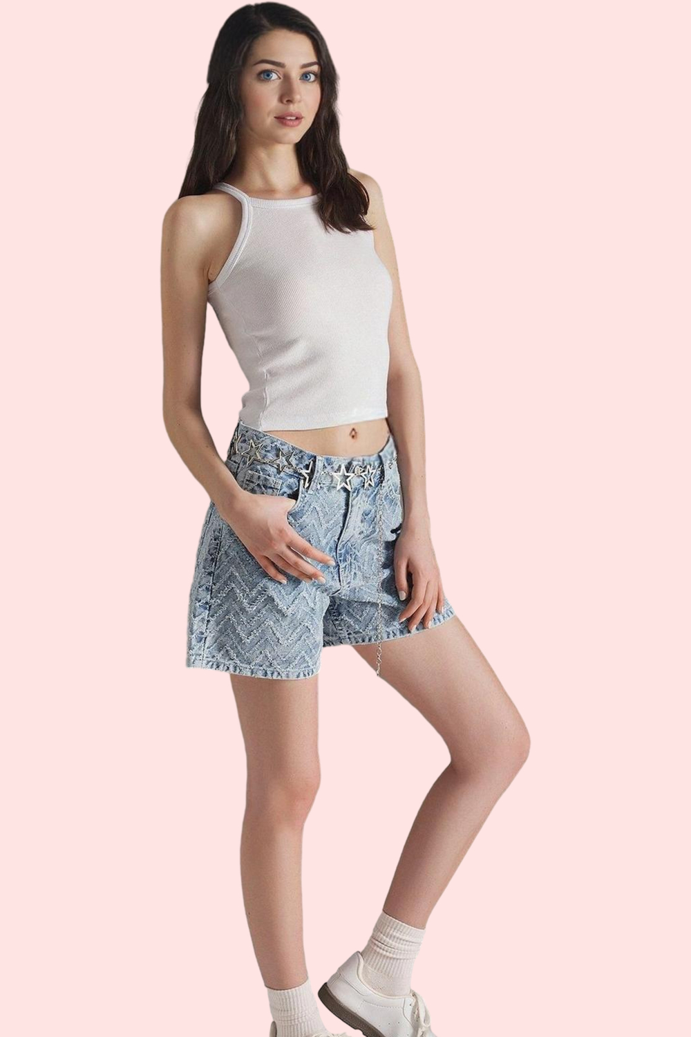 Kadın Yüksek Bel Pamuk Denim Şort Geniş Paça City Short Yazlık Günlük Yaz Aylarının Vazgeçilmezi