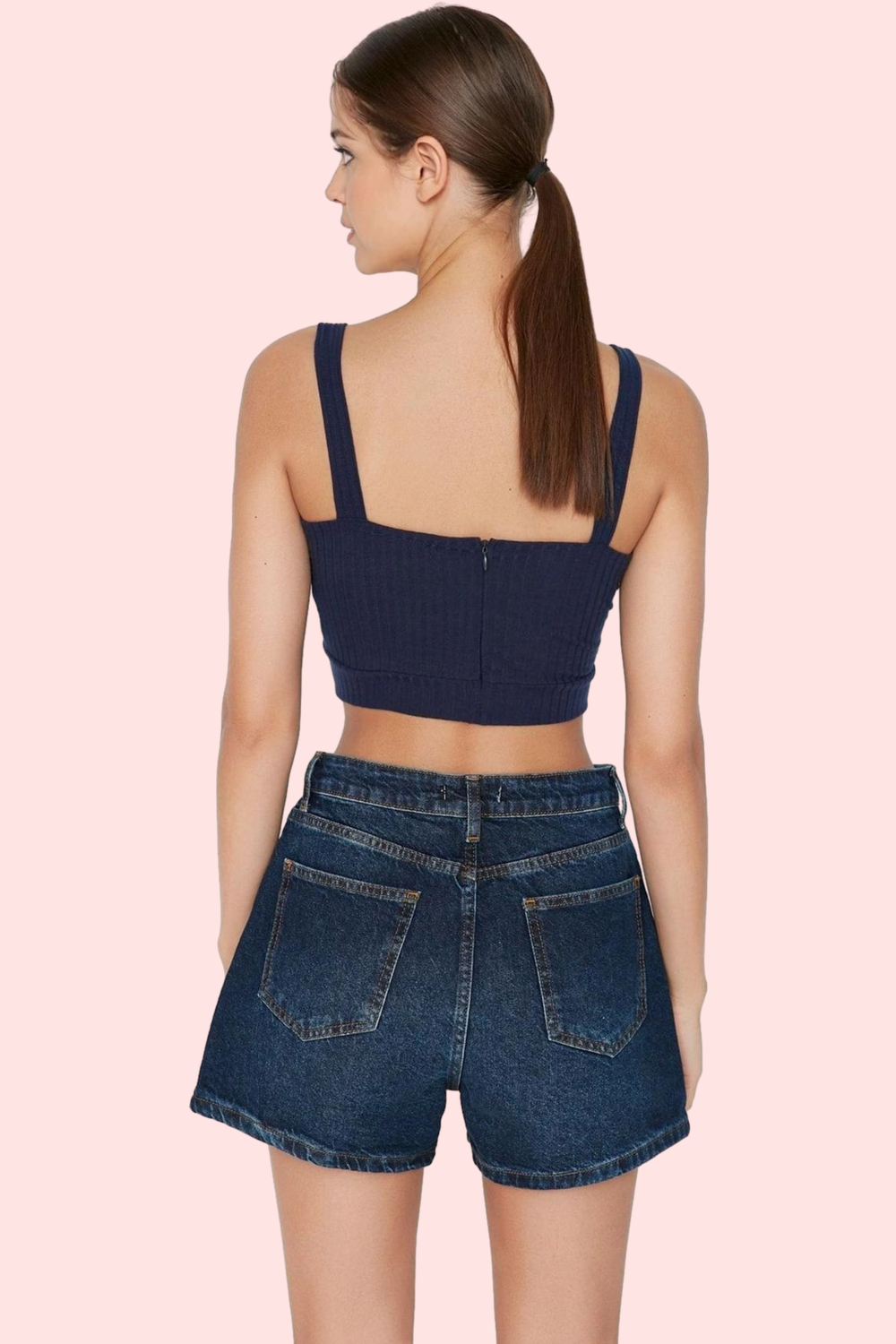 Kadın Pamuk Denim Mini Şort Düz Desen Yüksek Bel Günlük Kullanım İçin Yaz Aylarının Vazgeçilmezi