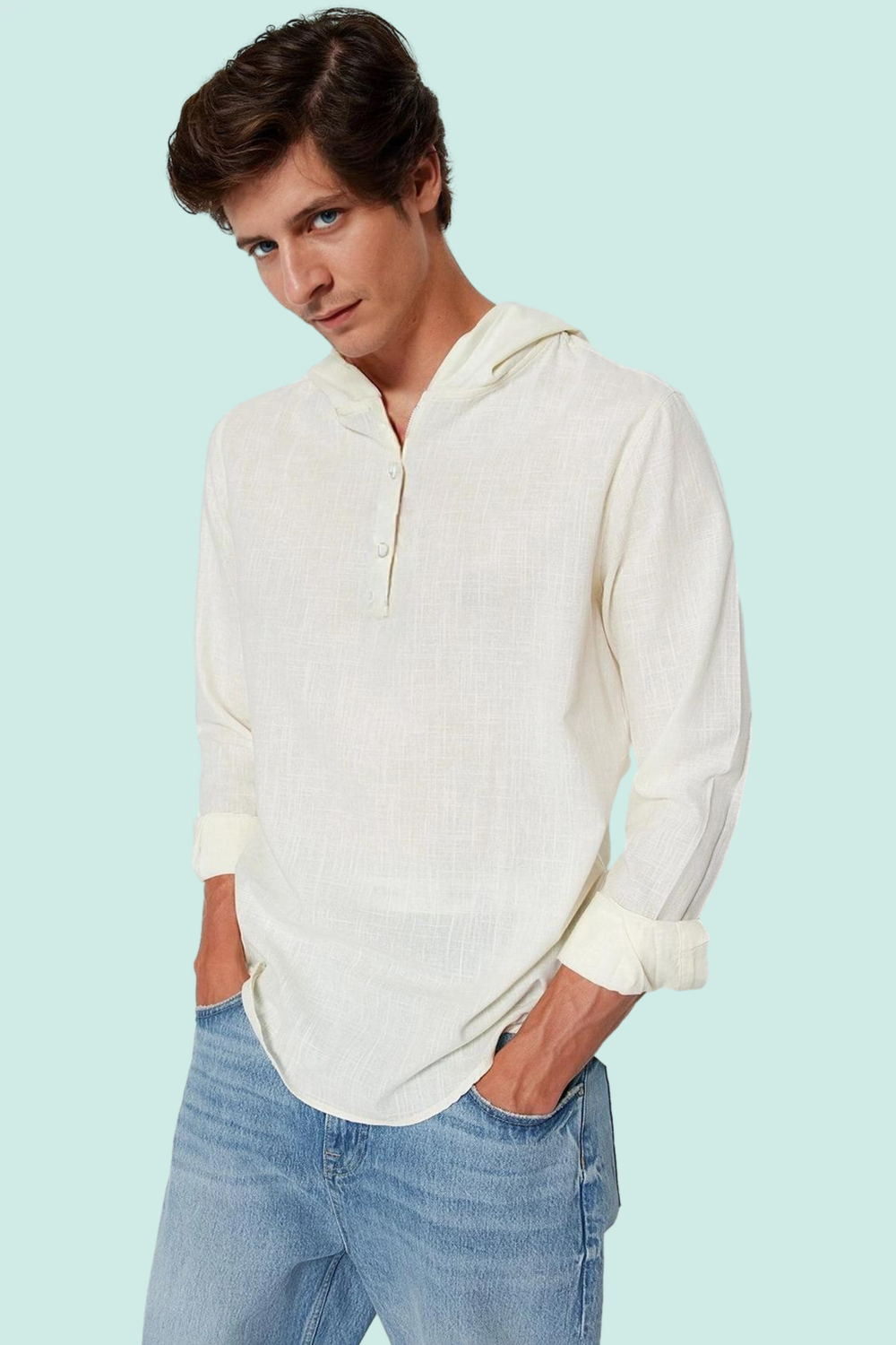 Erkek Pamuk Regular Fit Gömlek; Kapüşonlu Fermuarlı Günlük Stil Yaz Aylarının Vazgeçilmezi