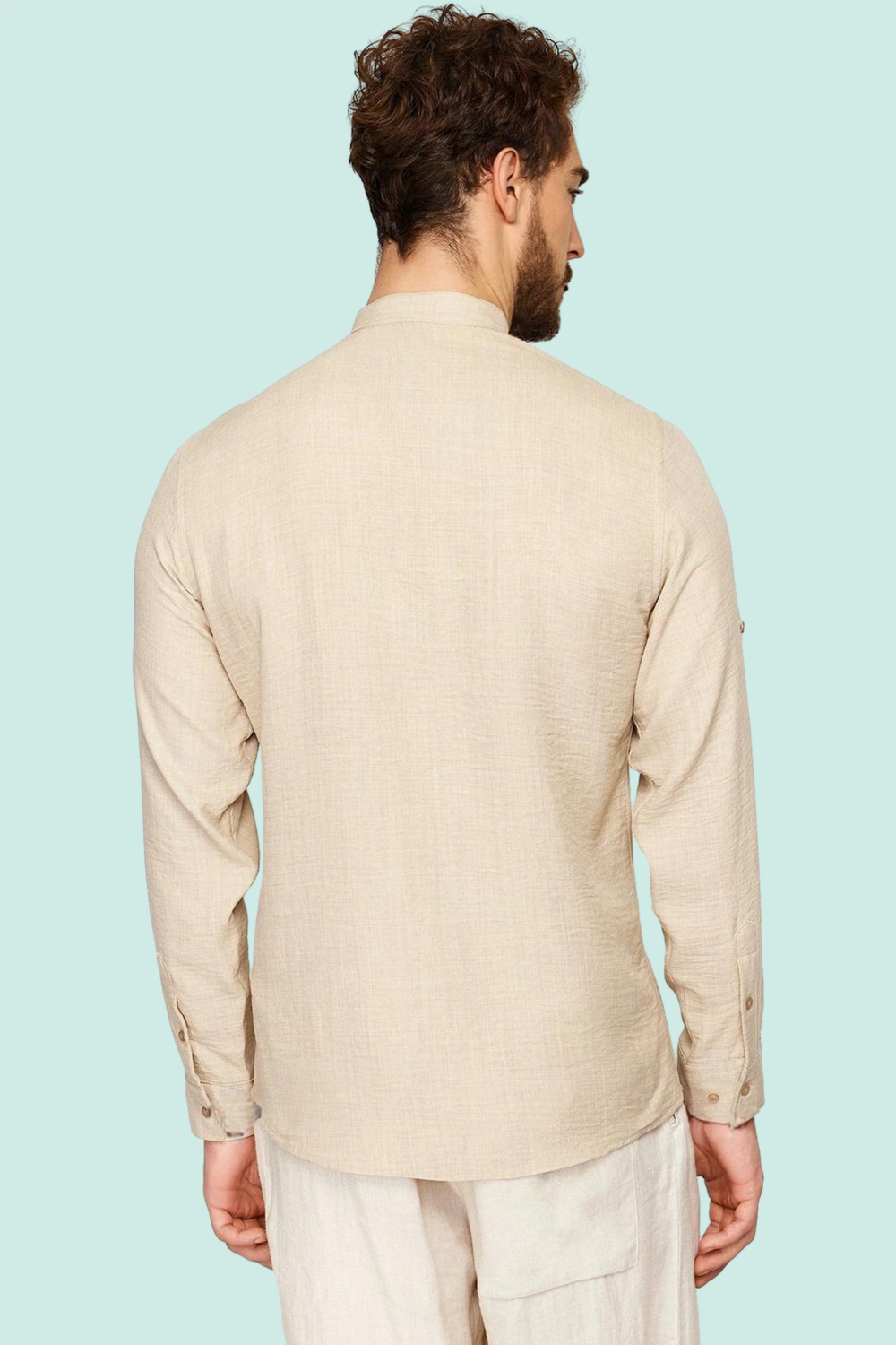 Erkek Keten Görünümlü Düz Desenli Rahat Gömlek Polyester Günlük Şıklık Yaz Aylarının Vazgeçilmezi