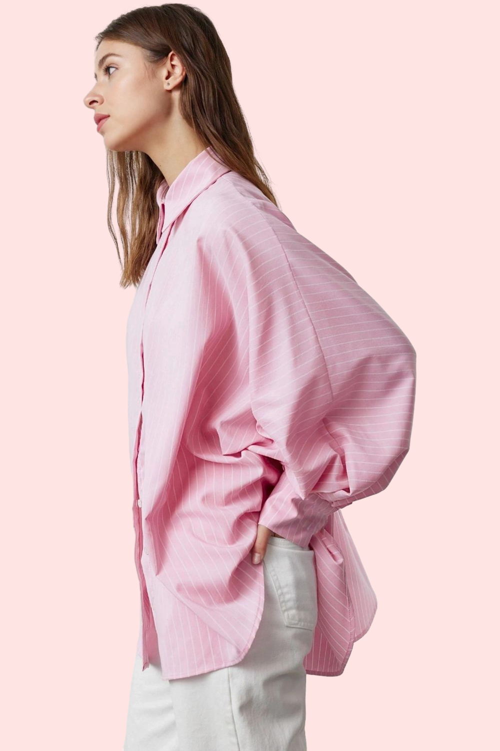 Kadın Çizgili Oversize Gömlek Uzun Kollu Rahat Günlük Stil Hafta Sonu Yaz Aylarının Vazgeçilmezi